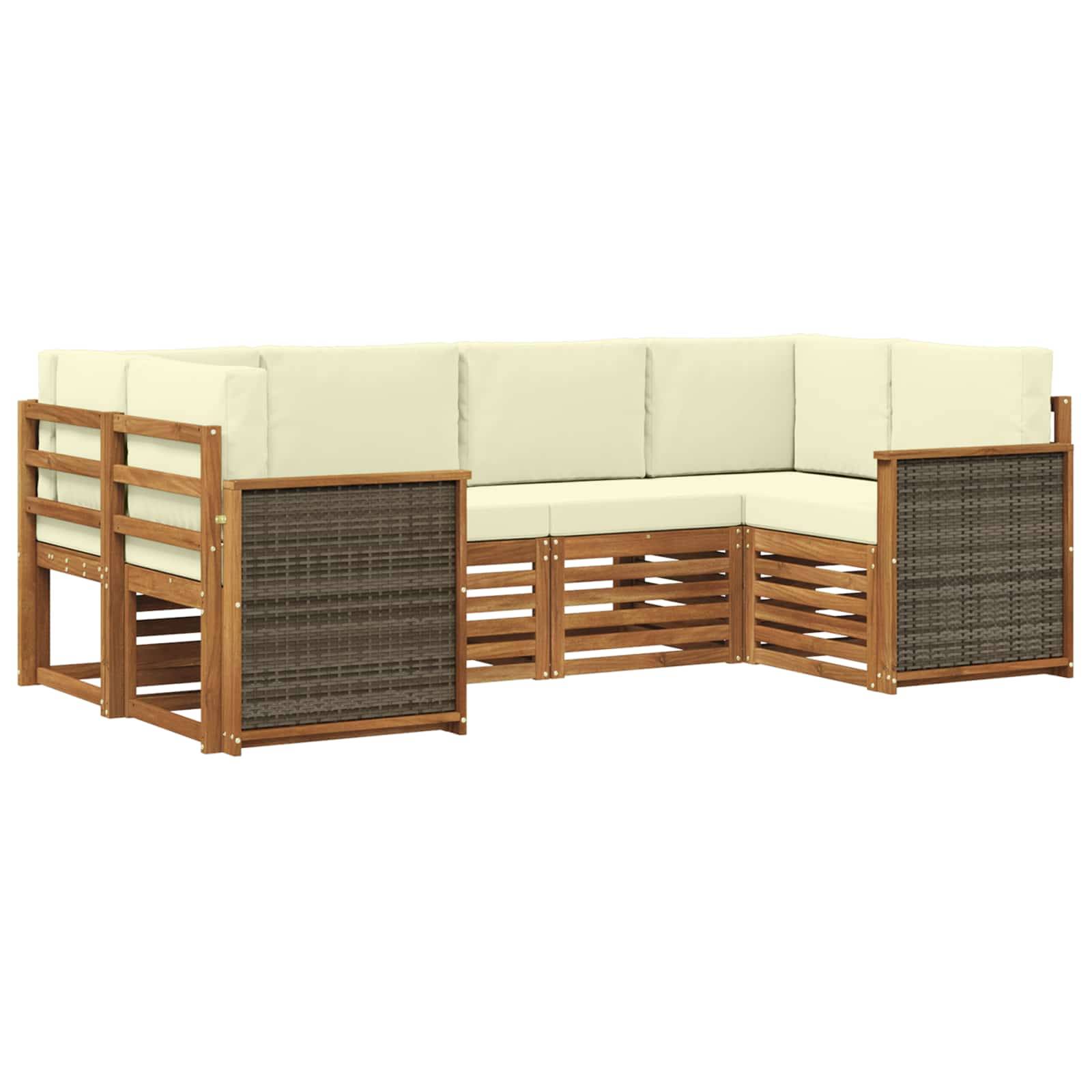 vidaXL Ecksofa Set mit Kissen 5 pcs Natur und Creme