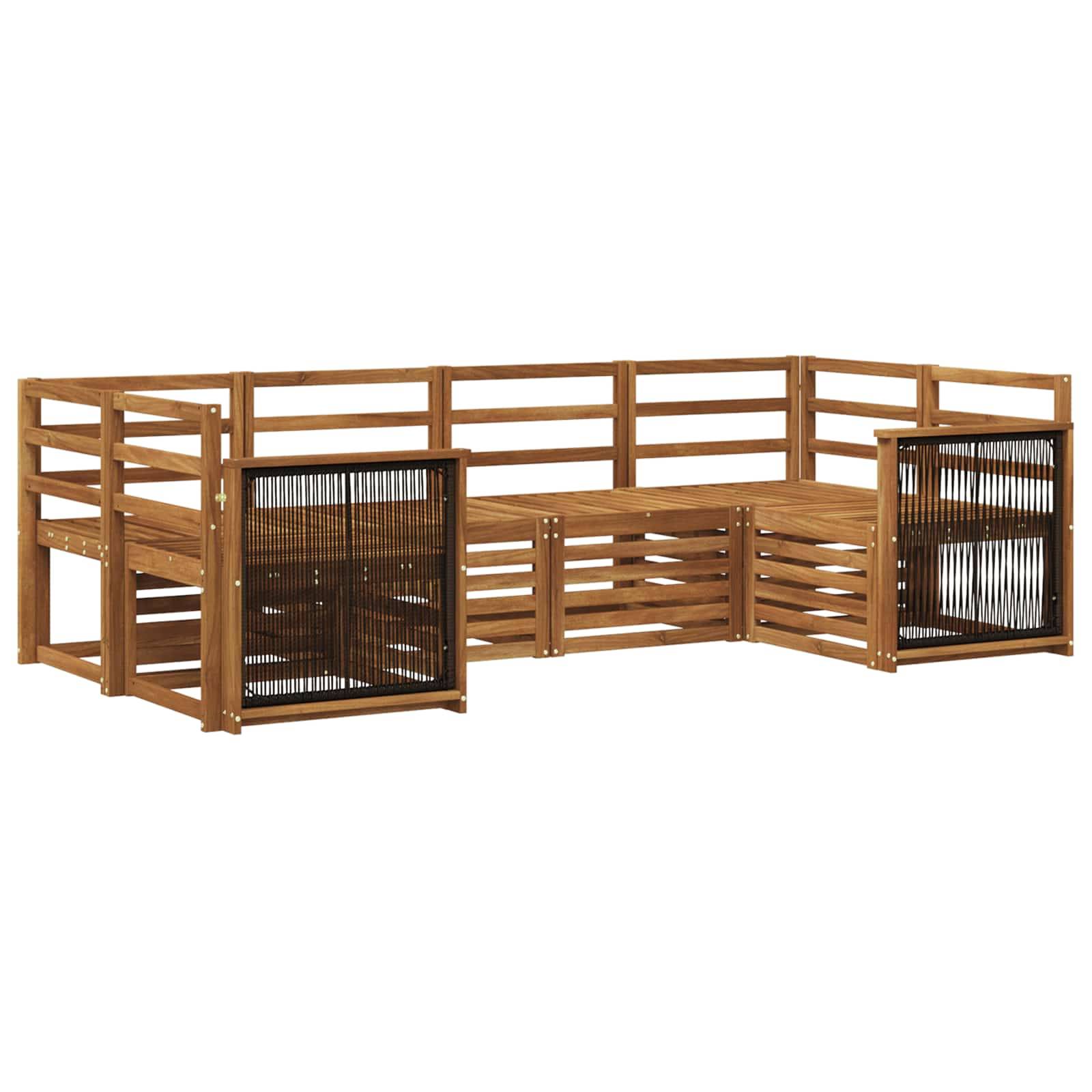 vidaXL Ecksofa Set 5 pcs Natur Massivholz Akazie