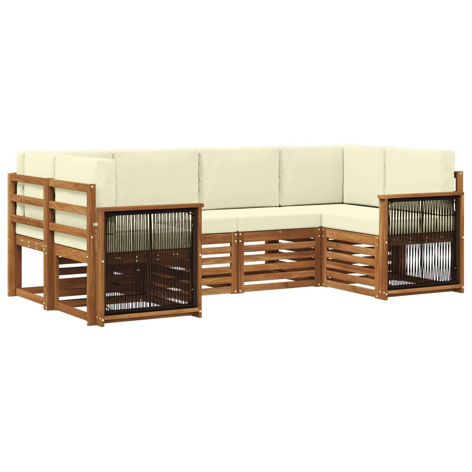 vidaXL Ecksofa Set mit Kissen 5 pcs Natur und Creme