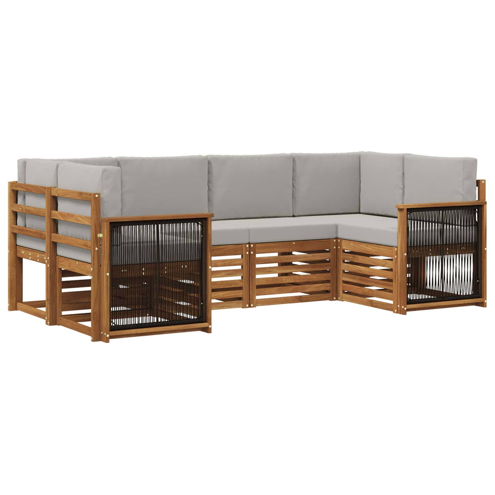 vidaXL Ecksofa Set mit Kissen 5 pcs Natürlich und Hellgrau