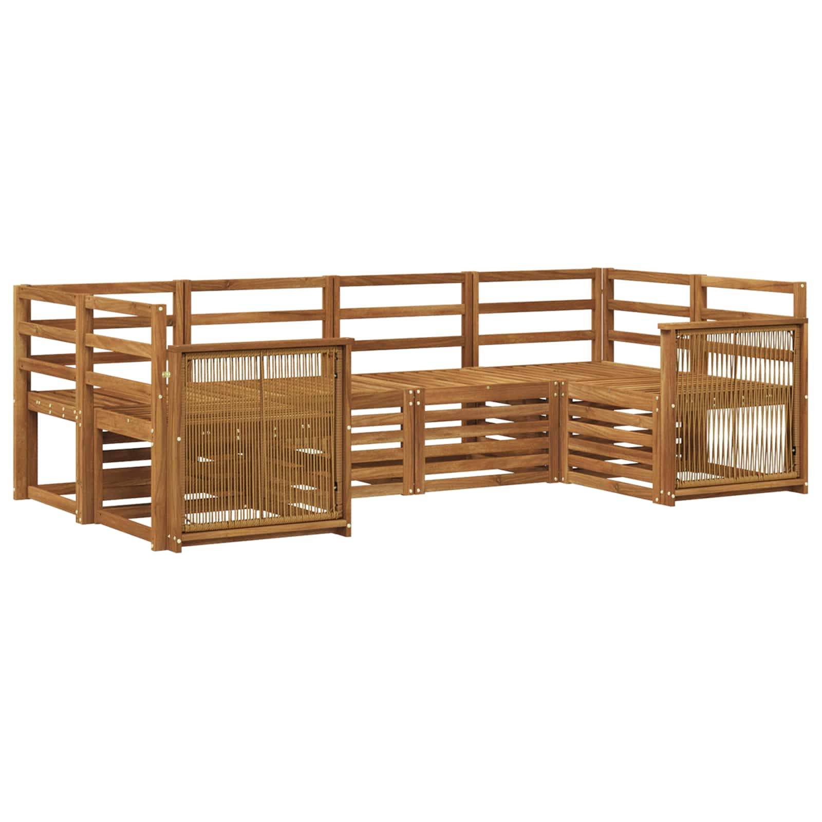 vidaXL Ecksofa Set 5 pcs Natur Massivholz Akazie