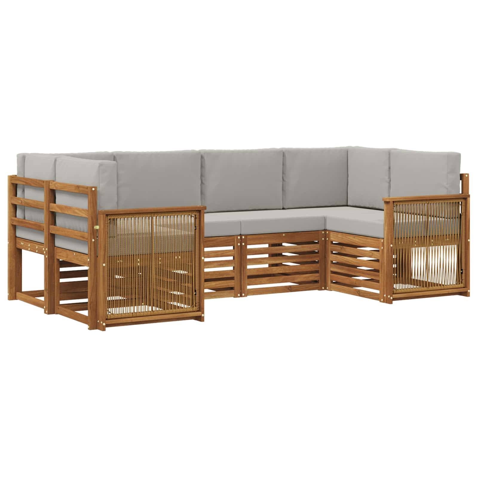 vidaXL Ecksofa Set mit Kissen 5 pcs Natürlich und Hellgrau