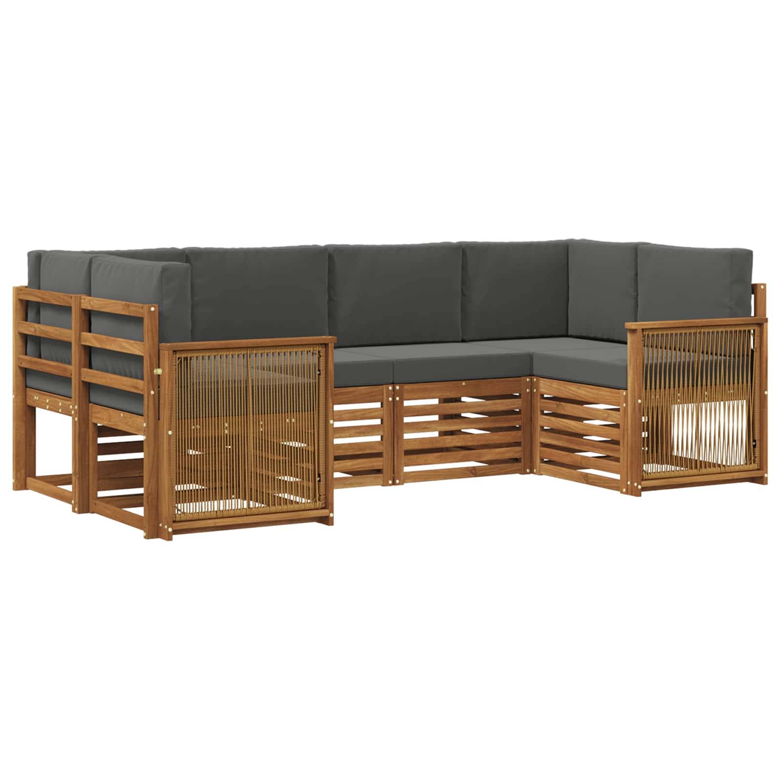 vidaXL Ecksofa Set mit Kissen 5 pcs Natur und Anthrazit