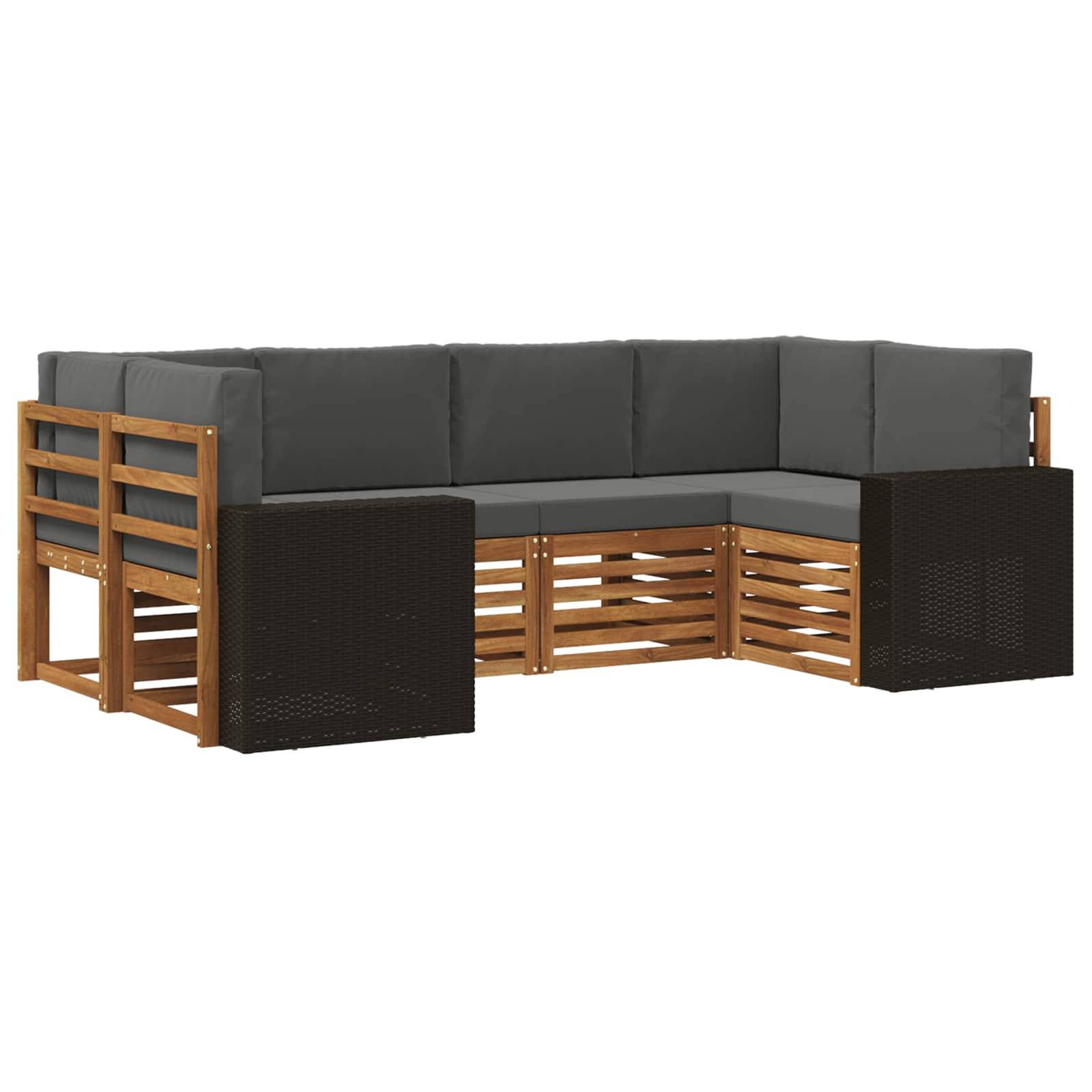 vidaXL Ecksofa Set mit Kissen 6 pcs Natur und Anthrazit Polyester