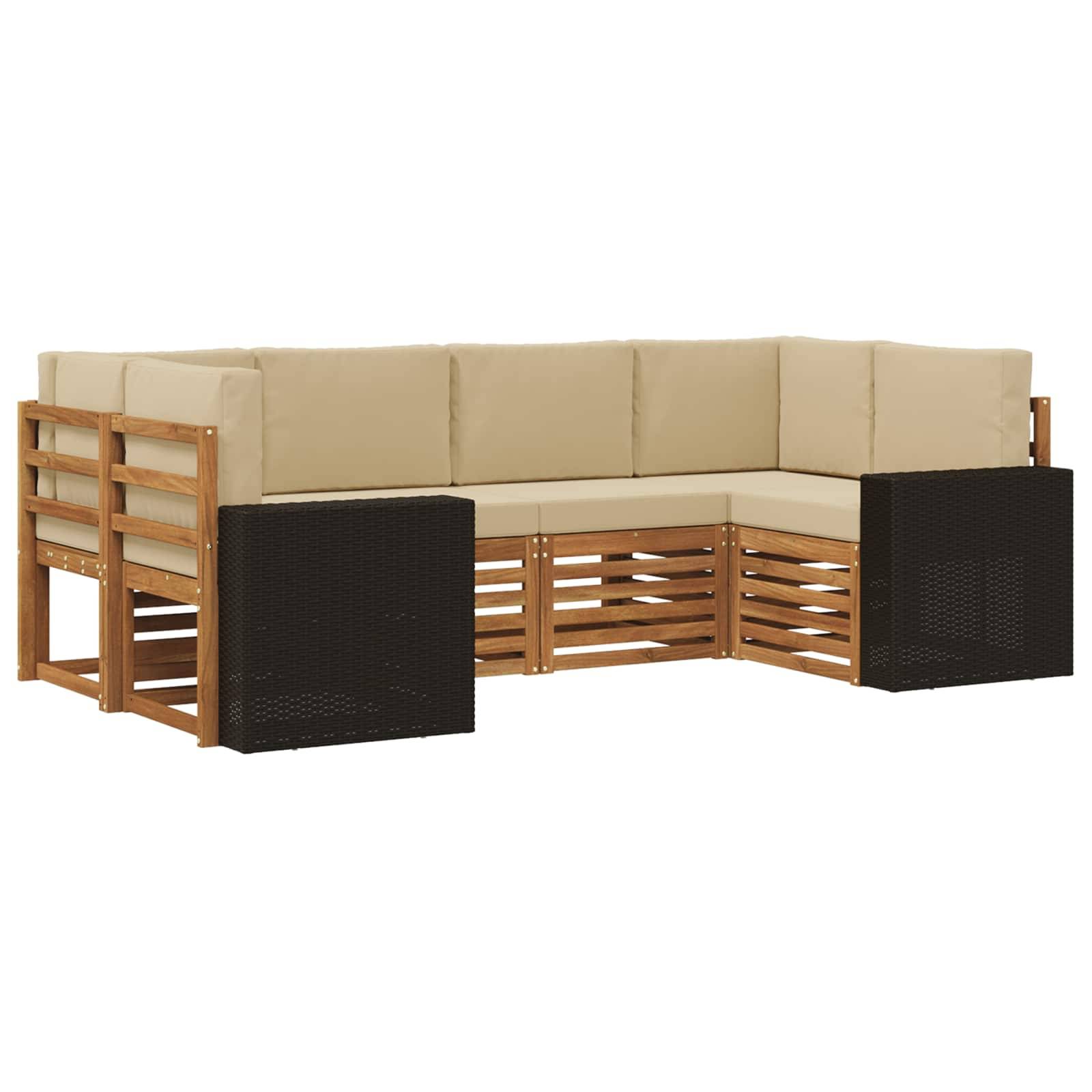 vidaXL Ecksofa Set mit Kissen 6 pcs Natur und Beige Polyester