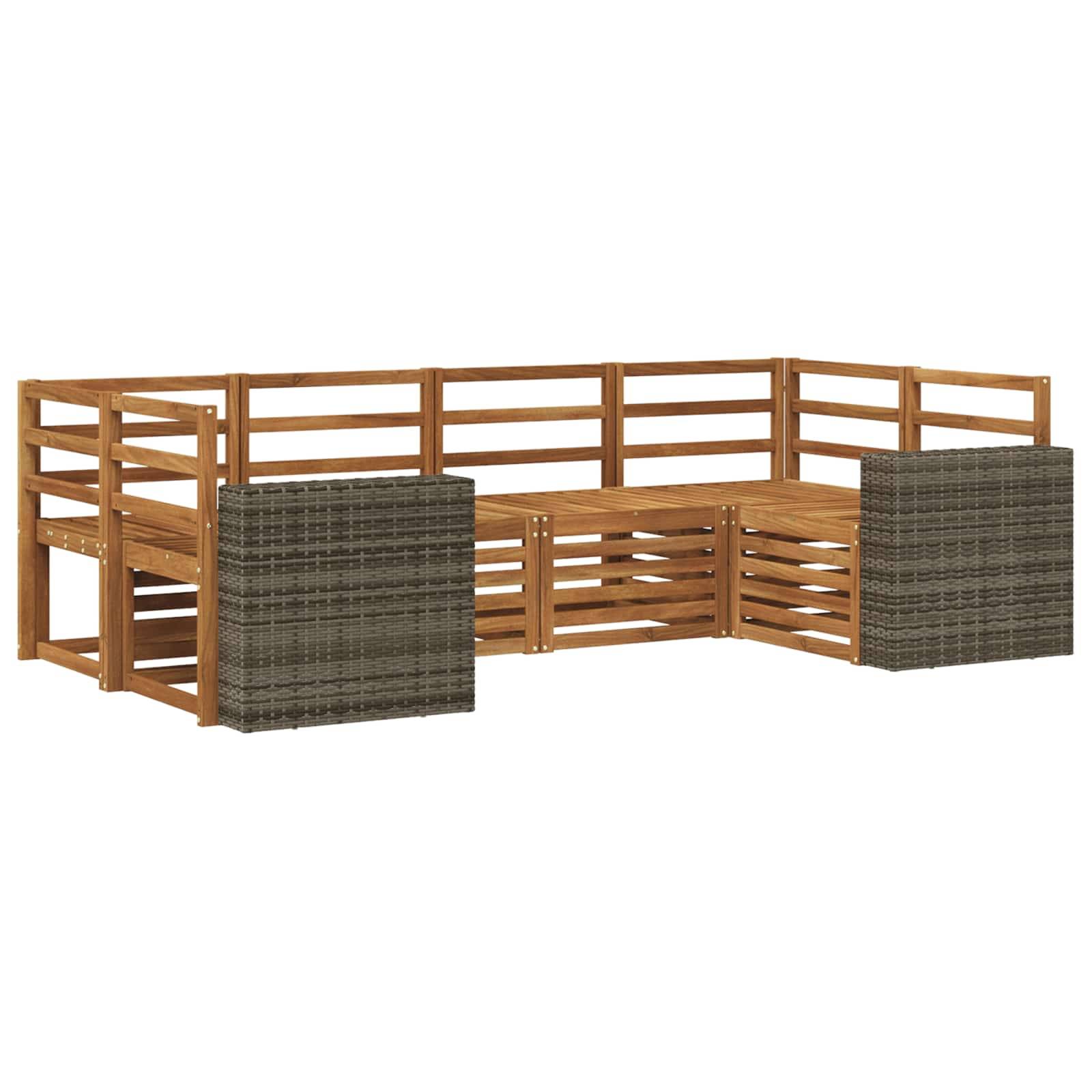 vidaXL Ecksofa Set 6 pcs Natur Massivholz Akazie