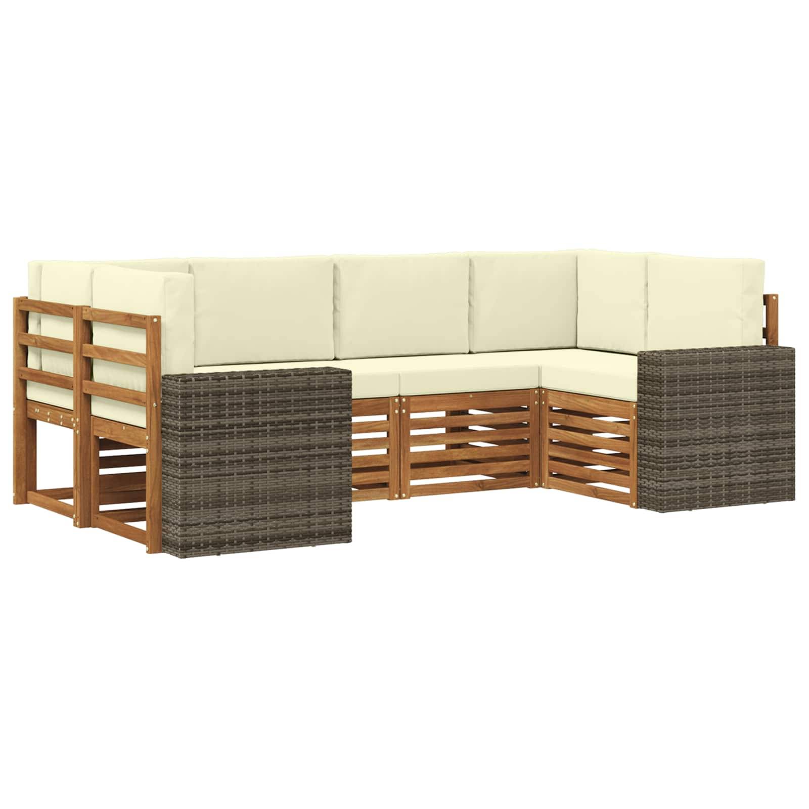 vidaXL Ecksofa Set mit Kissen 6 pcs Natur und Creme Polyester