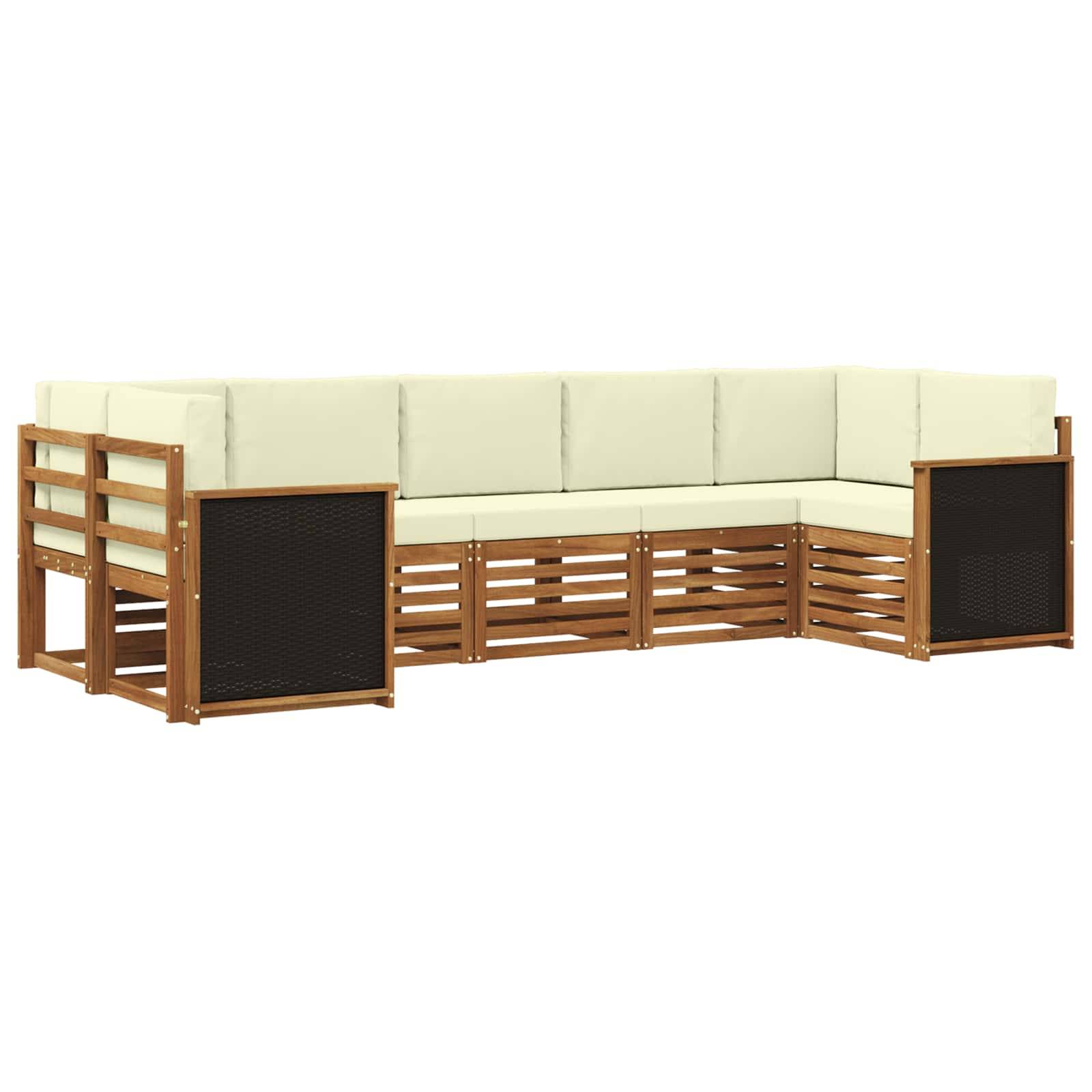 vidaXL Ecksofa Set mit Kissen 6 pcs Natur und Creme