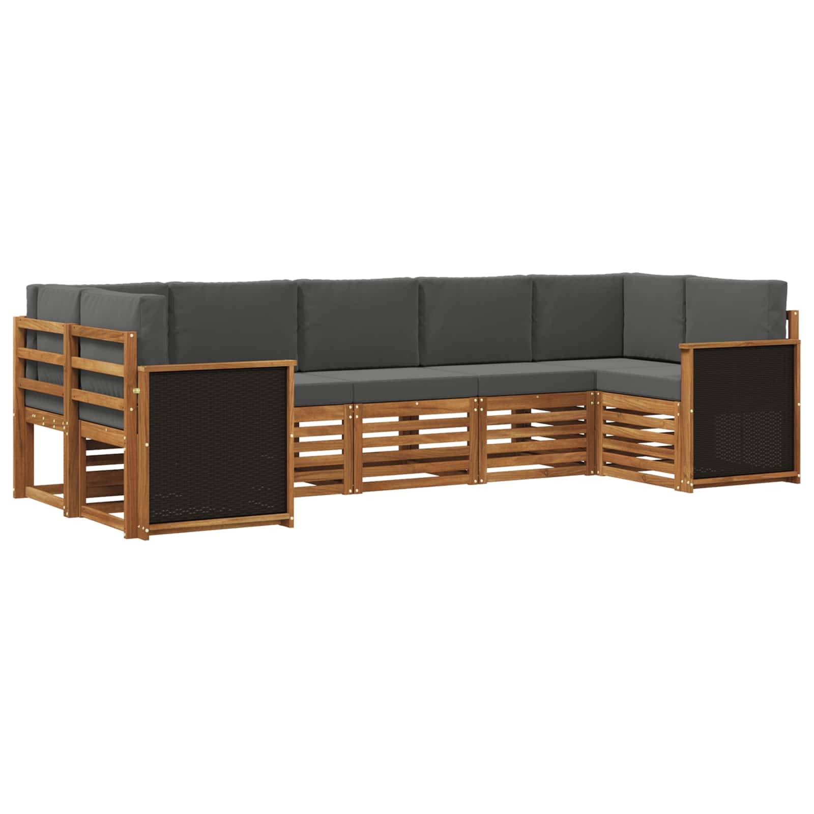vidaXL Ecksofa Set mit Kissen 6 pcs Natur und Anthrazit