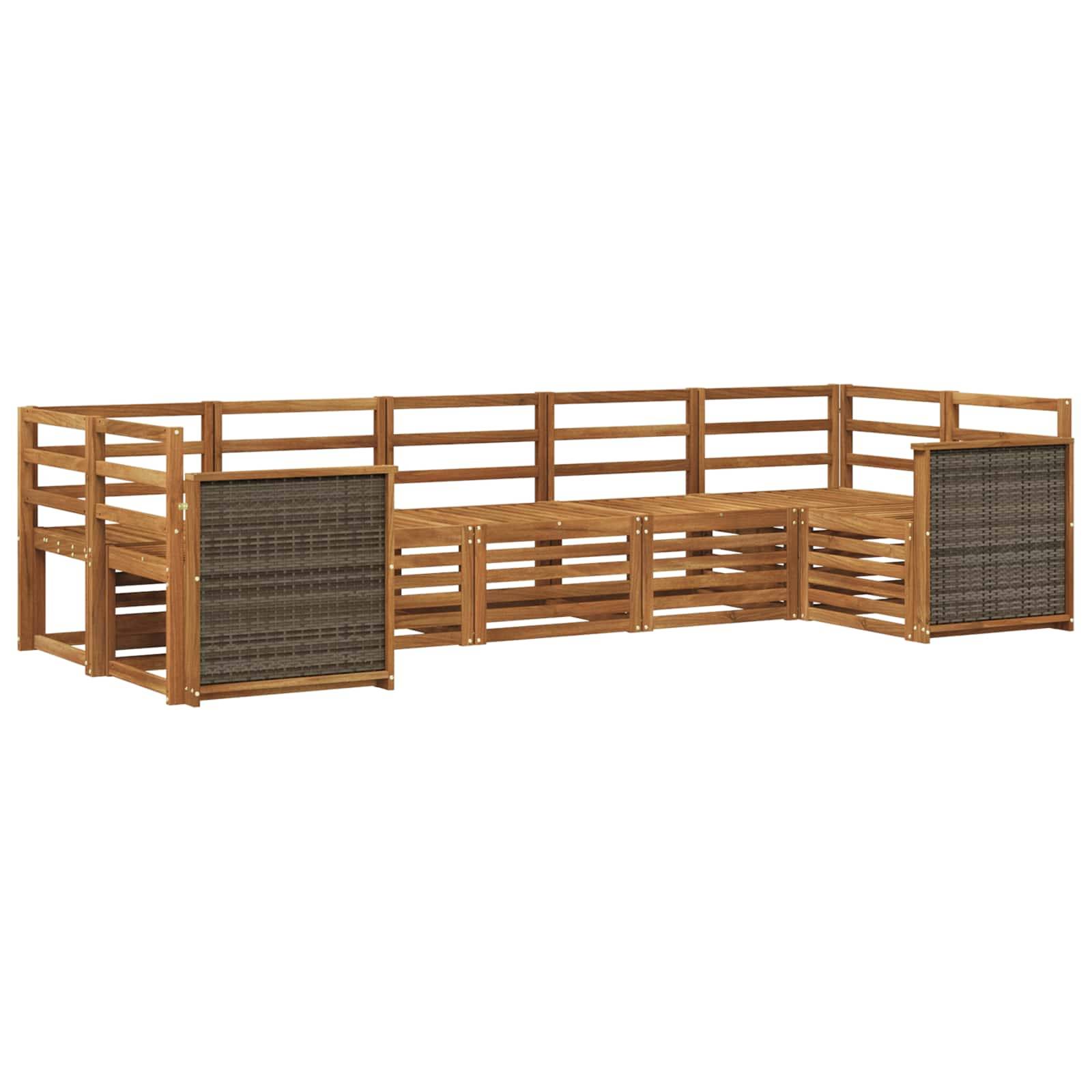 vidaXL Ecksofa Set 6 pcs Natur Massivholz Akazie