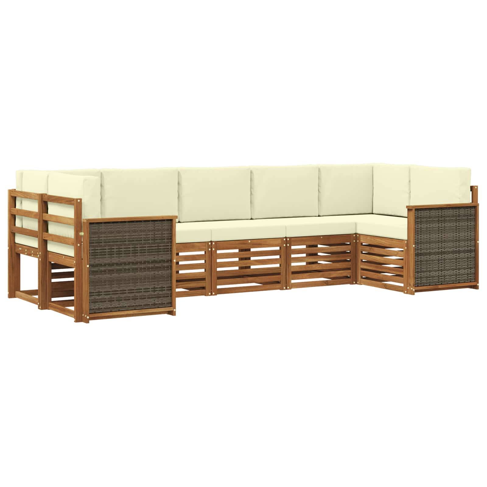 vidaXL Ecksofa Set mit Kissen 6 pcs Natur und Creme