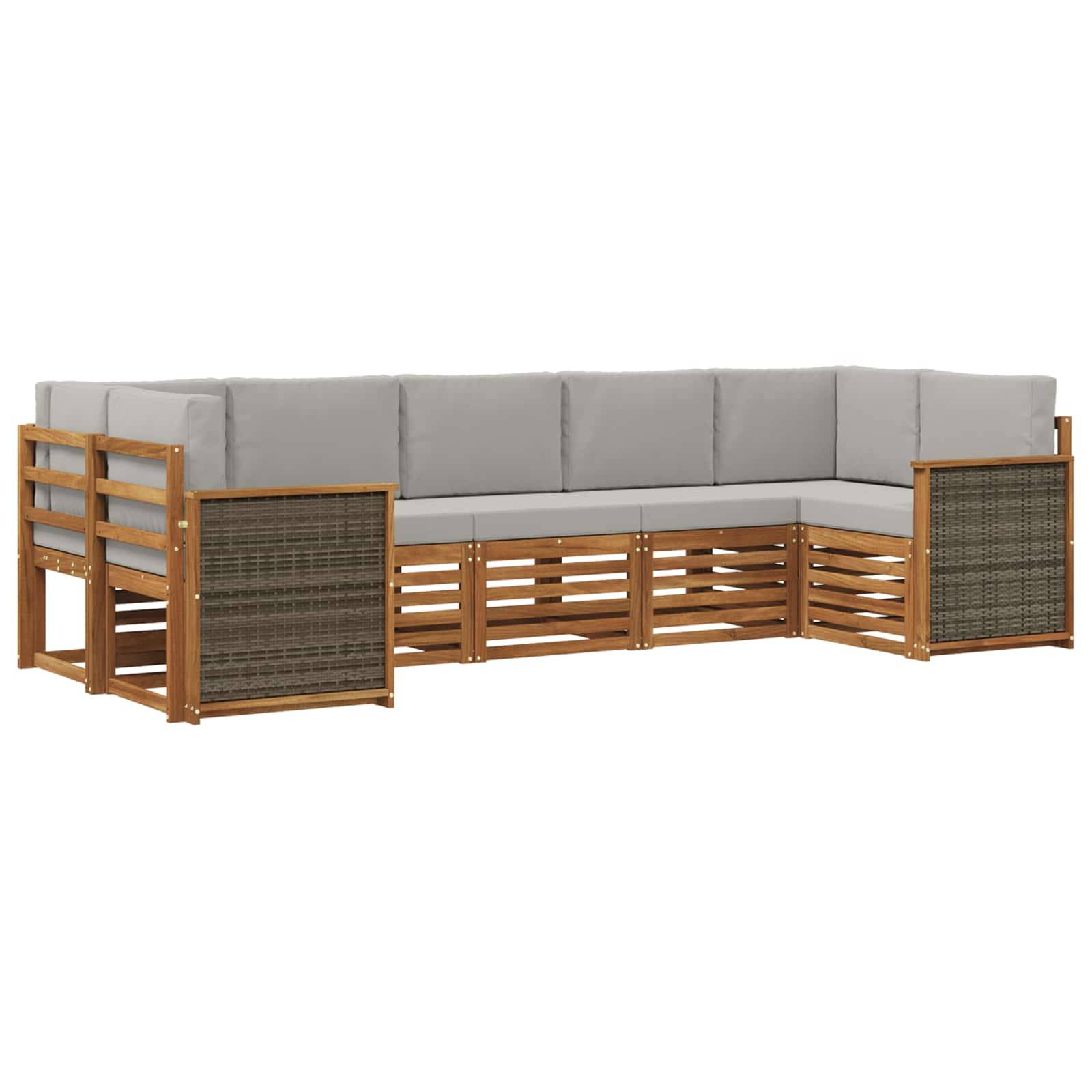 vidaXL Ecksofa Set mit Kissen 6 pcs Natürlich und Hellgrau