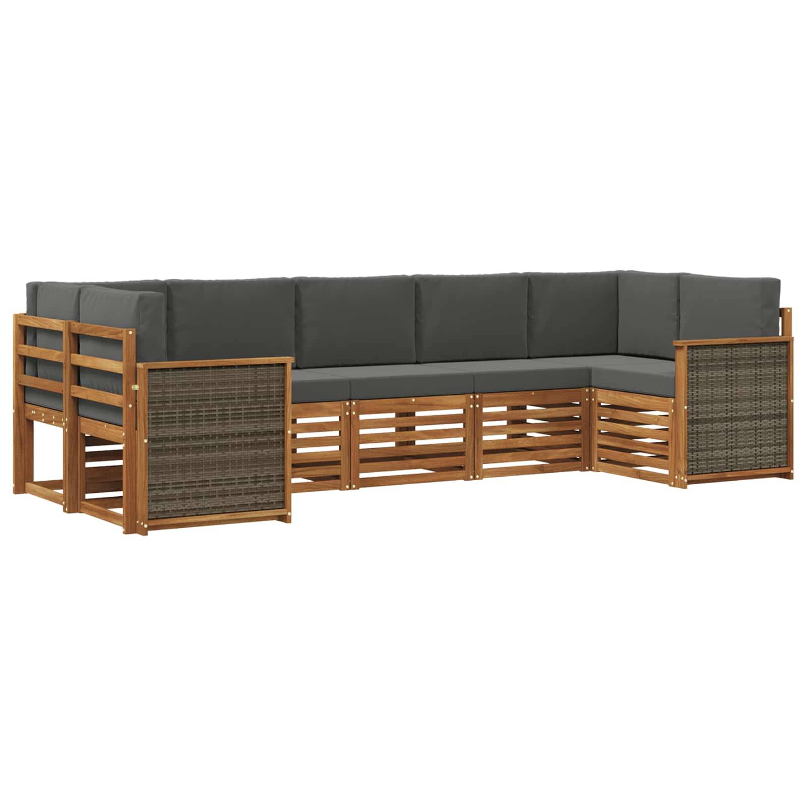vidaXL Ecksofa Set mit Kissen 6 pcs Natur und Anthrazit