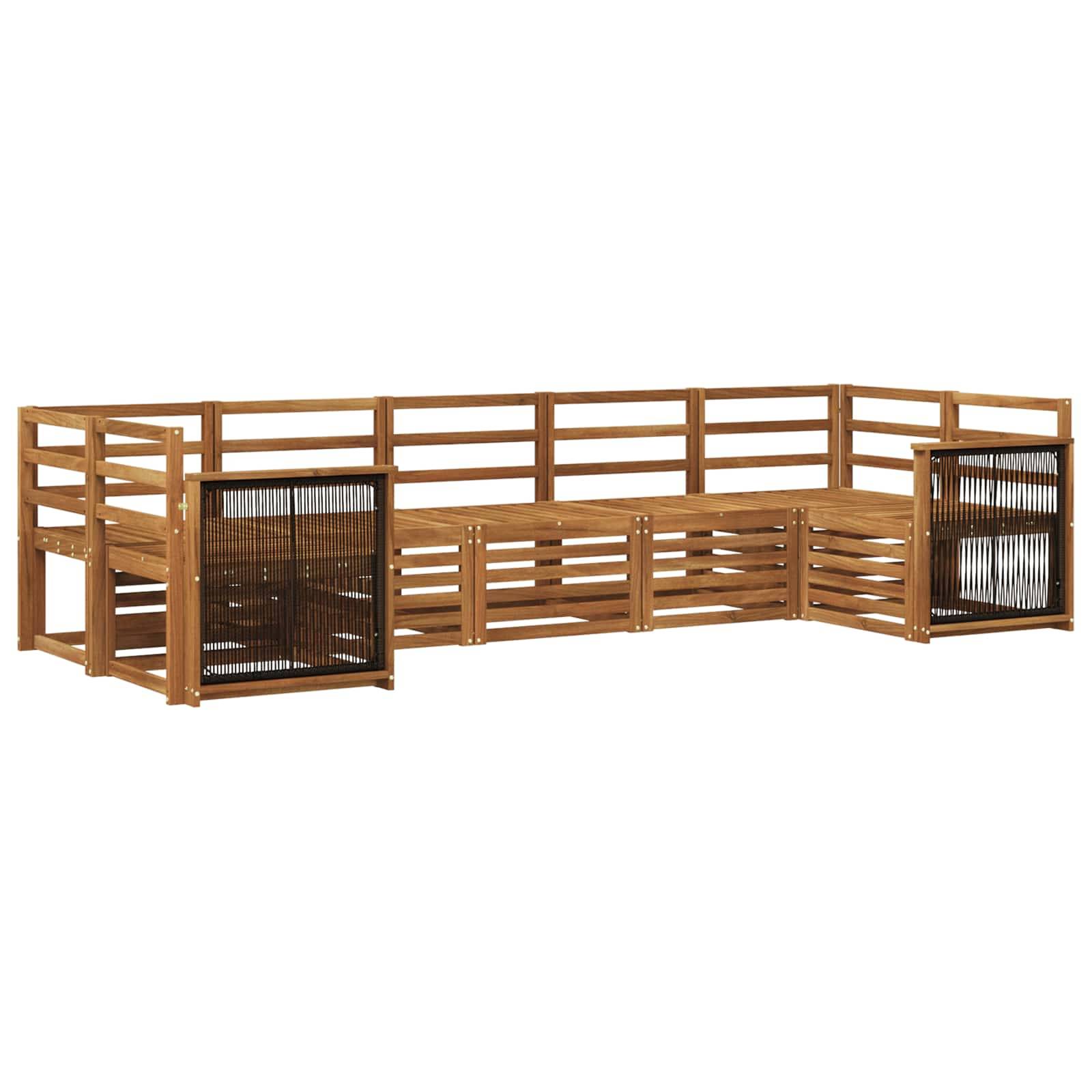 vidaXL Ecksofa Set 6 pcs Natur Massivholz Akazie