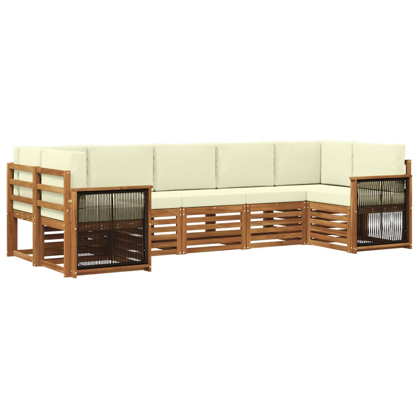 vidaXL Ecksofa Set mit Kissen 6 pcs Natur und Creme