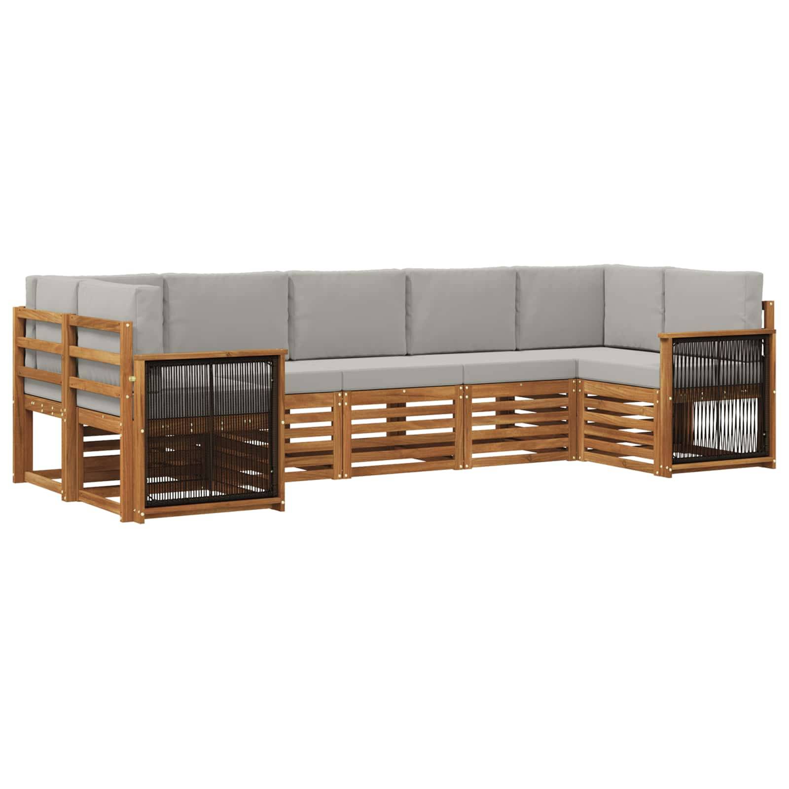 vidaXL Ecksofa Set mit Kissen 6 pcs Natürlich und Hellgrau