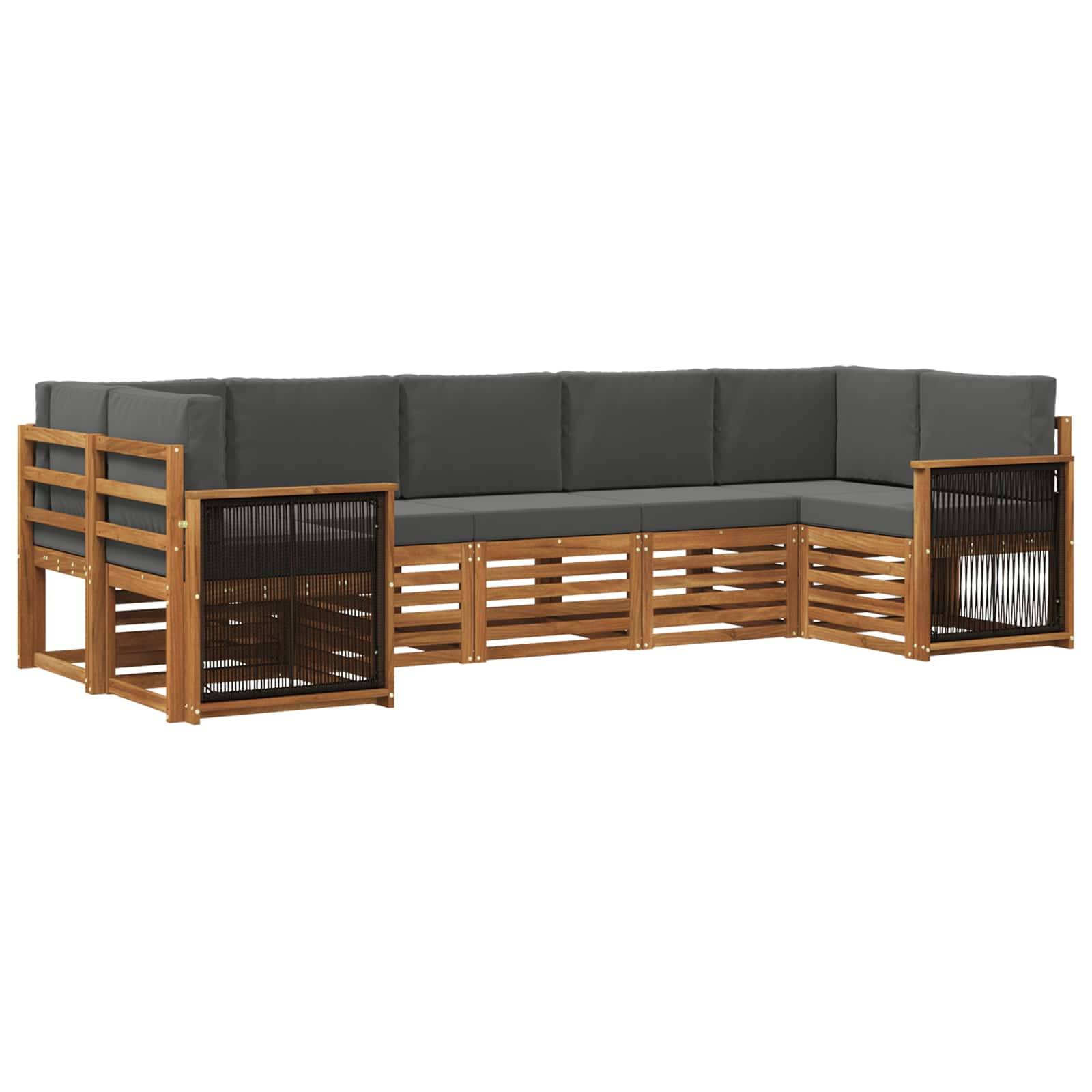 vidaXL Ecksofa Set mit Kissen 6 pcs Natur und Anthrazit