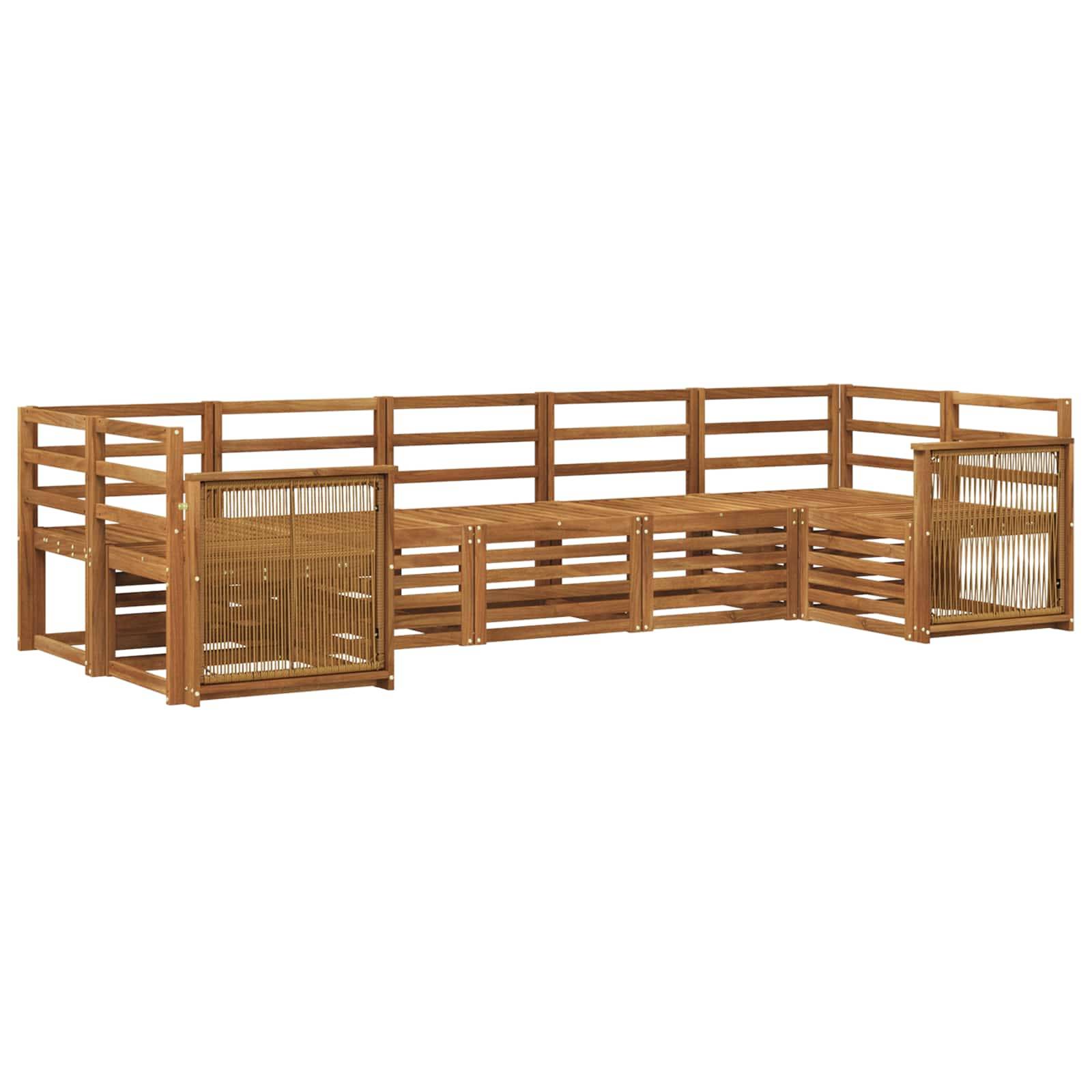 vidaXL Ecksofa Set 6 pcs Natur Massivholz Akazie
