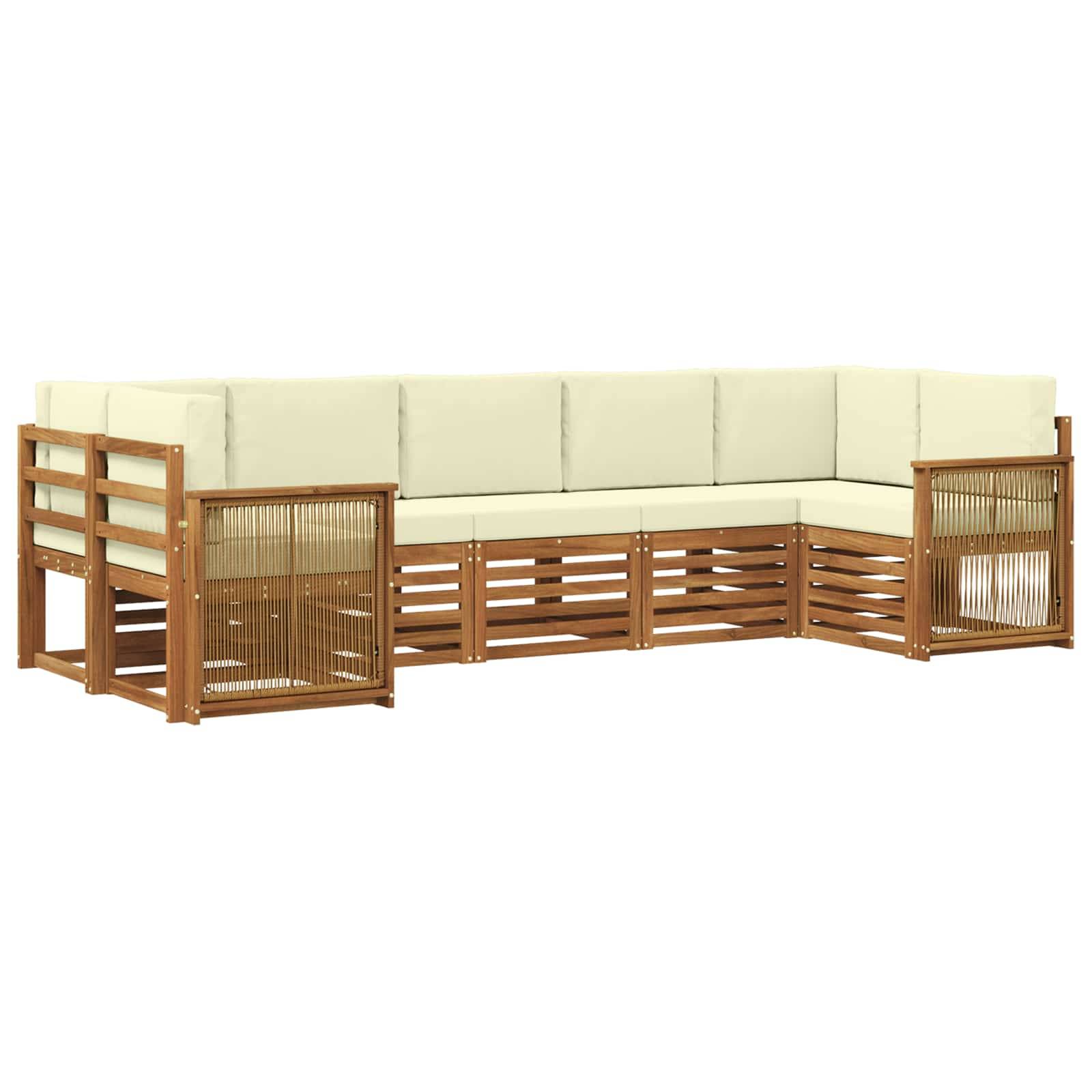 vidaXL Ecksofa Set mit Kissen 6 pcs Natur und Creme