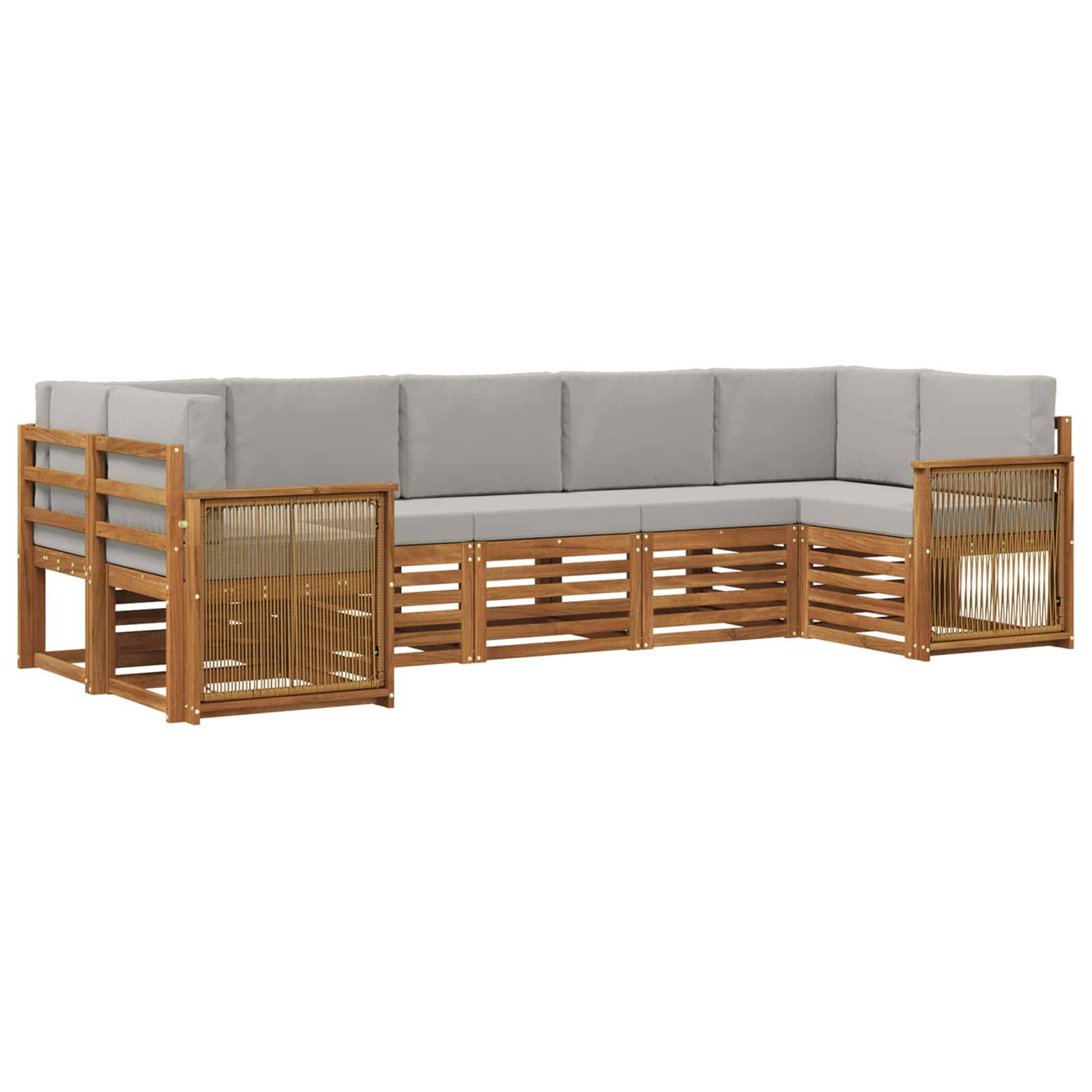 vidaXL Ecksofa Set mit Kissen 6 pcs Natürlich und Hellgrau