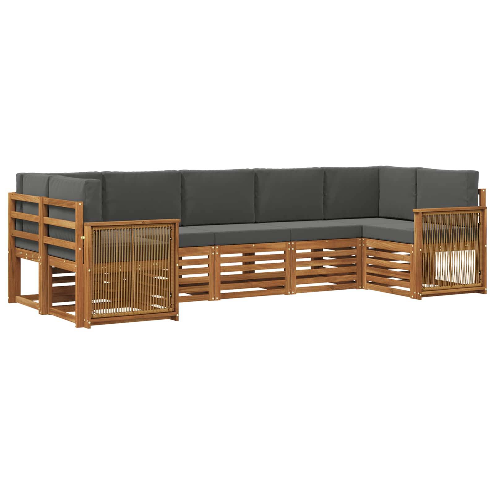 vidaXL Ecksofa Set mit Kissen 6 pcs Natur und Anthrazit