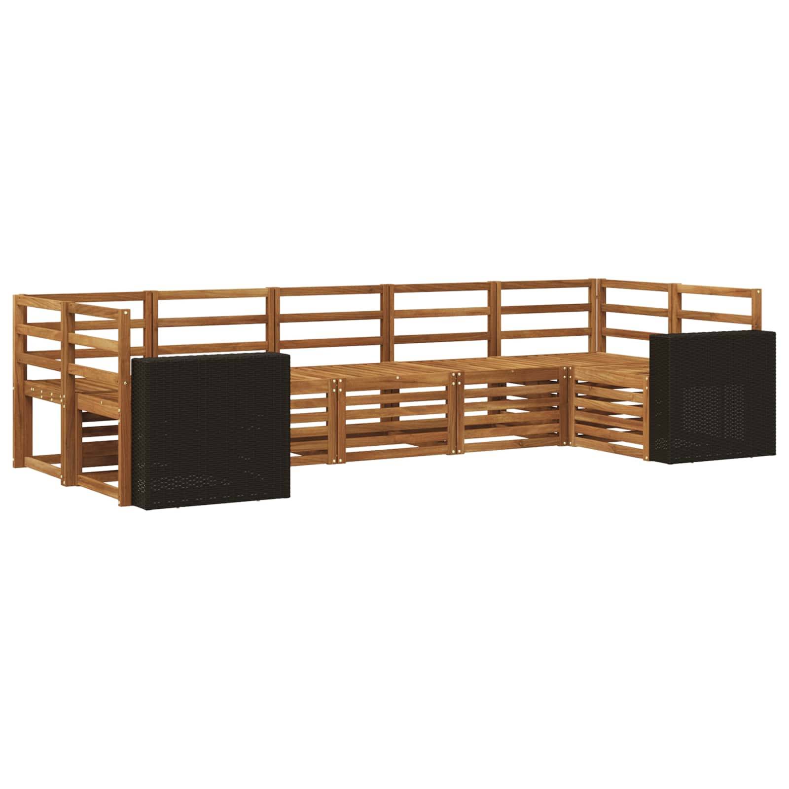 vidaXL Ecksofa Set 7 pcs Natur Massivholz Akazie