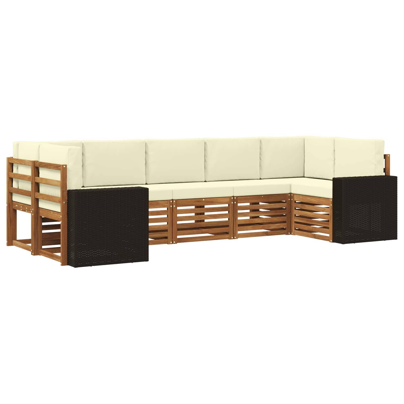 vidaXL Ecksofa Set mit Kissen 7 pcs Natur und Creme Polyester