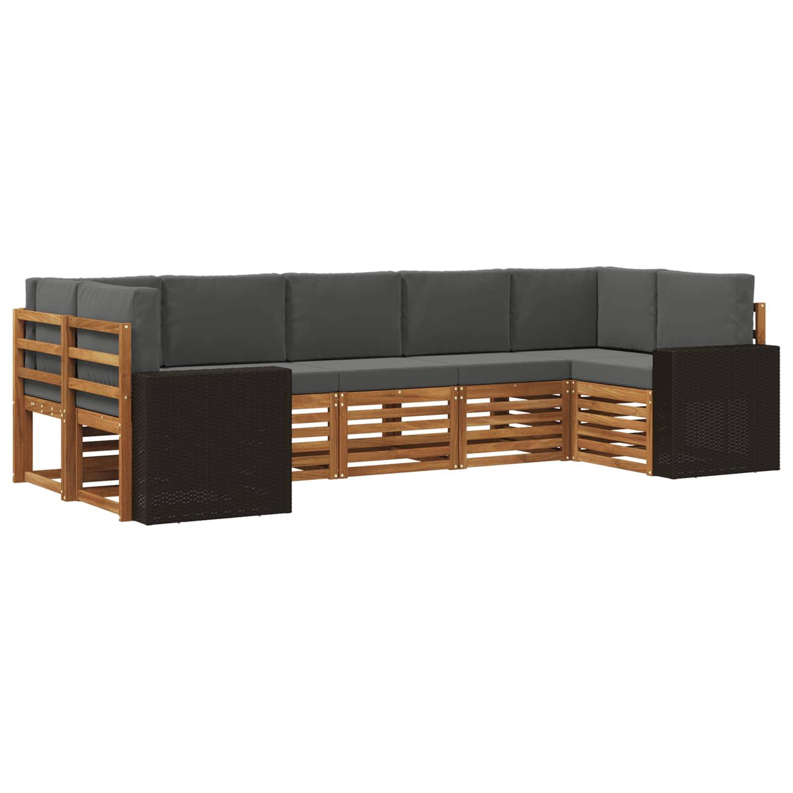 vidaXL Ecksofa Set mit Kissen 7 pcs Natur und Anthrazit Polyester