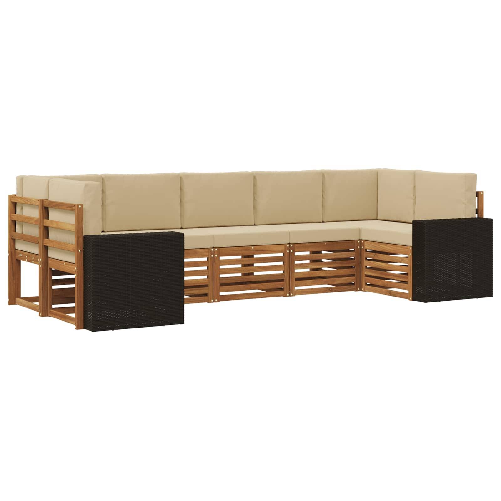 vidaXL Ecksofa Set mit Kissen 7 pcs Natur und Beige Polyester