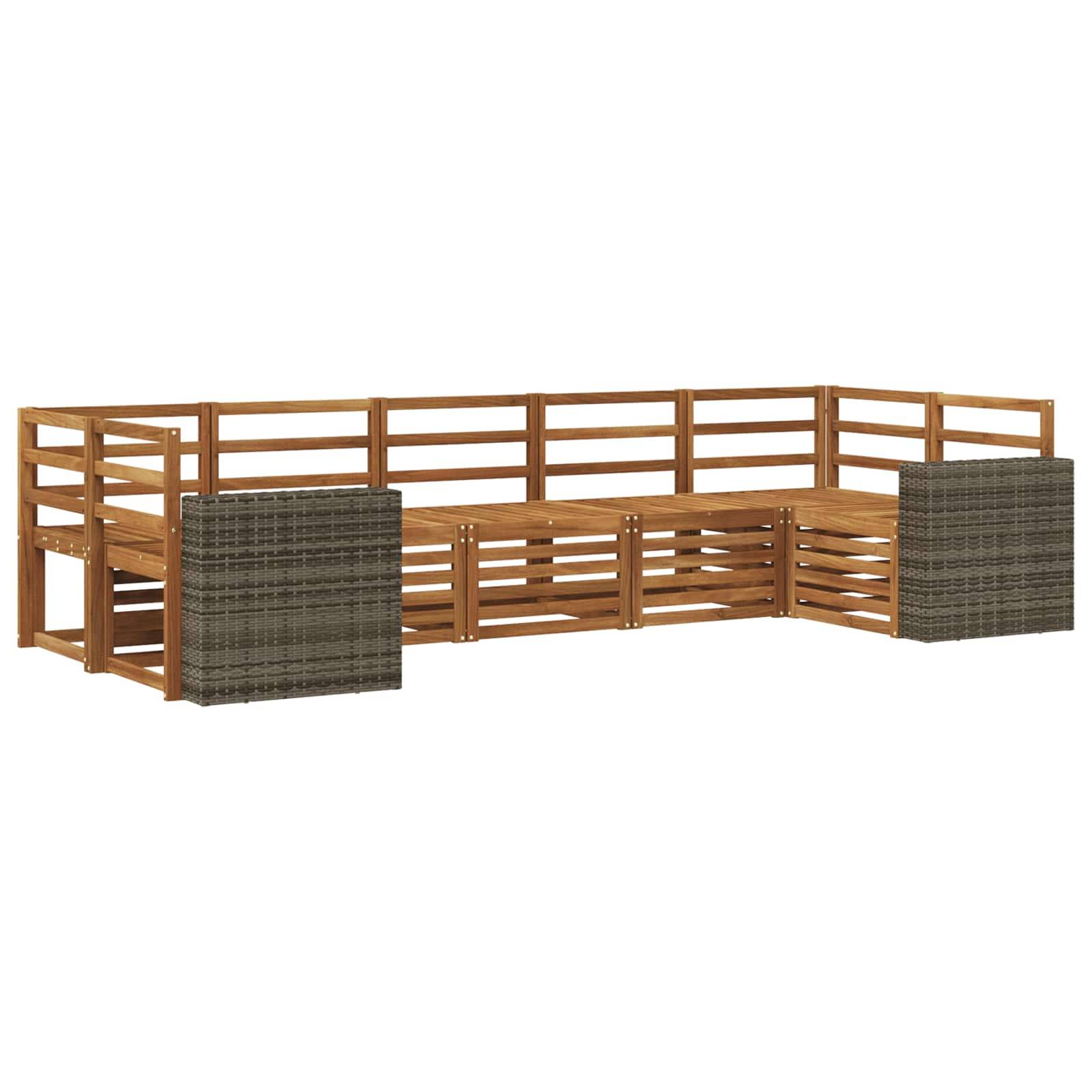 vidaXL Ecksofa Set 7 pcs Natur Massivholz Akazie