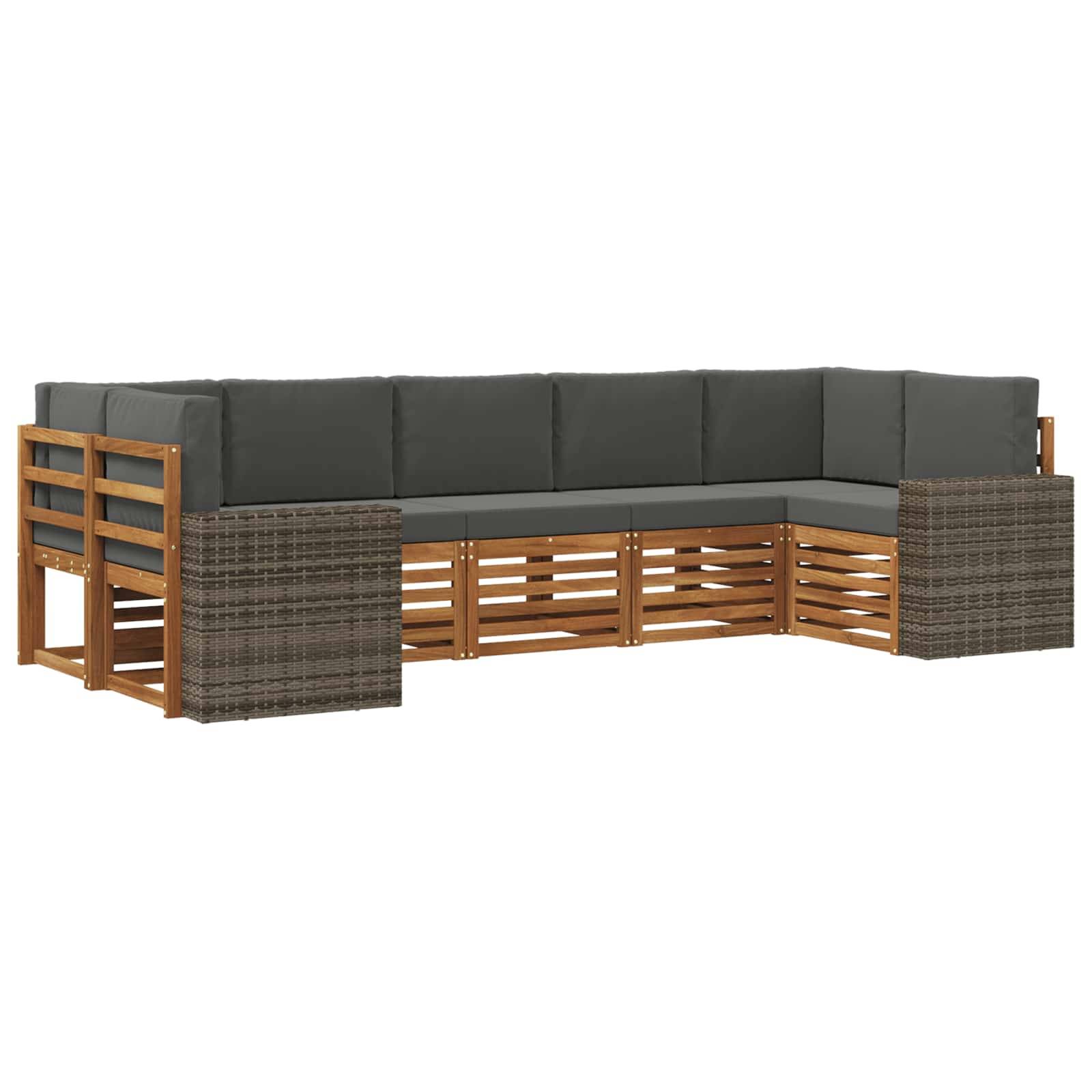 vidaXL Ecksofa Set mit Kissen 7 pcs Natur und Anthrazit Polyester