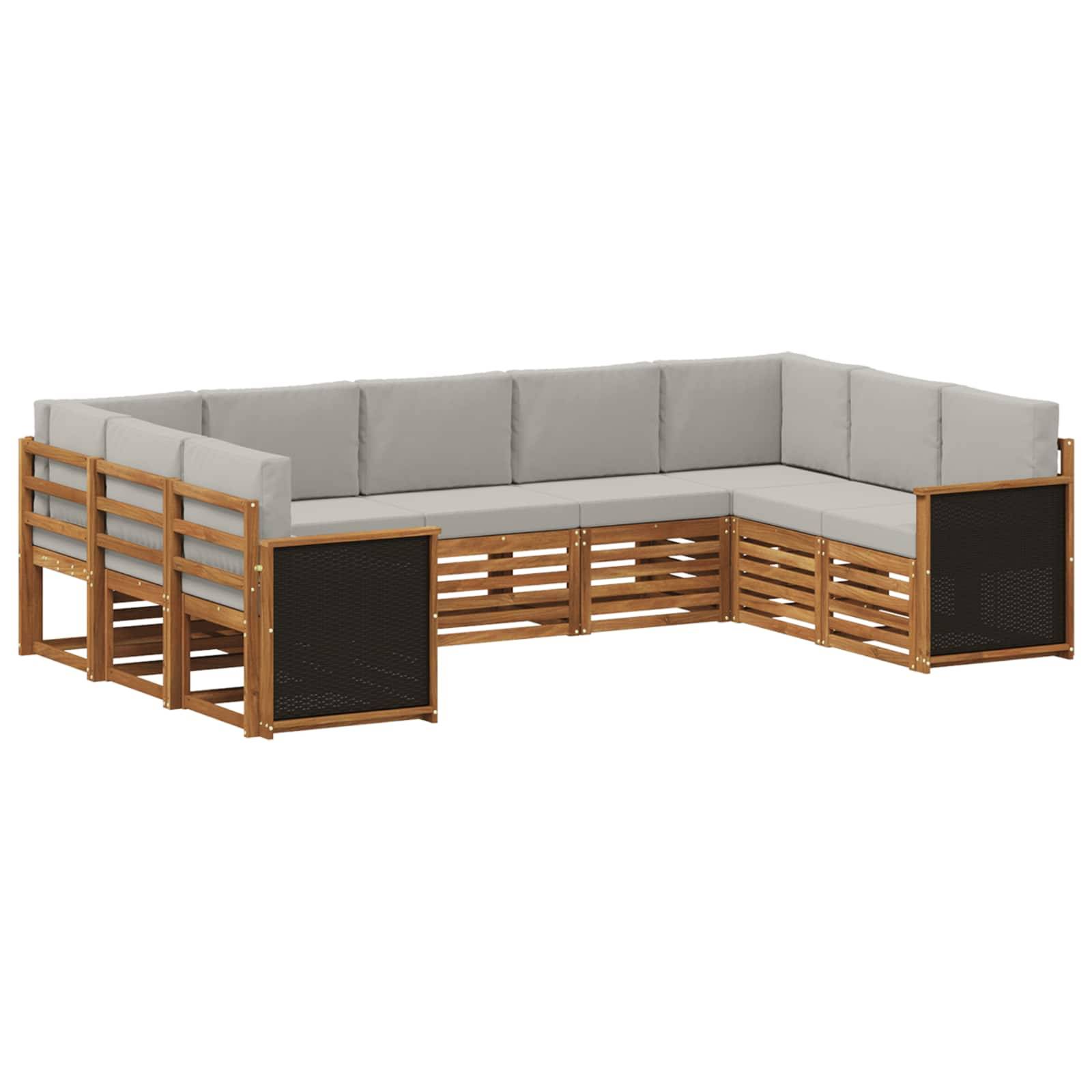 vidaXL Ecksofa Set mit Kissen 7 pcs Natürlich und Hellgrau