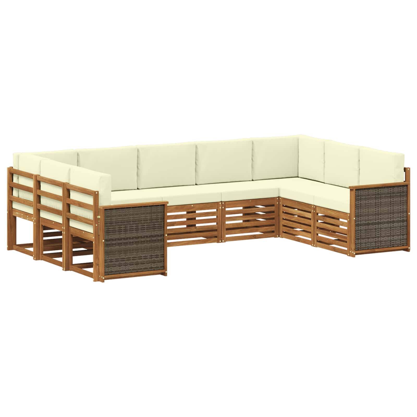 vidaXL Ecksofa Set mit Kissen 7 pcs Natur und Creme