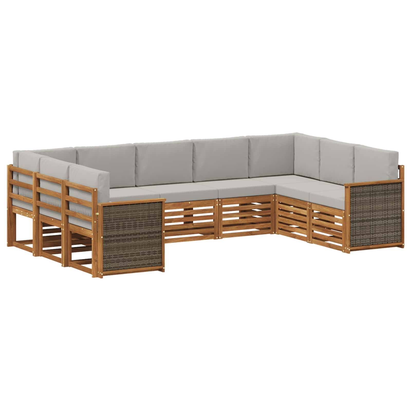 vidaXL Ecksofa Set mit Kissen 7 pcs Natürlich und Hellgrau