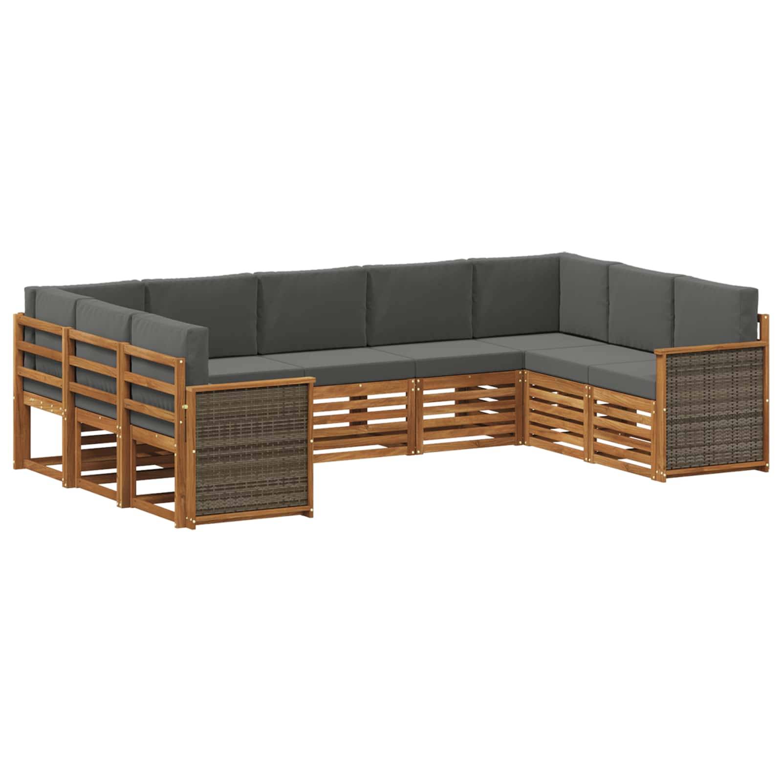vidaXL Ecksofa Set mit Kissen 7 pcs Natur und Anthrazit