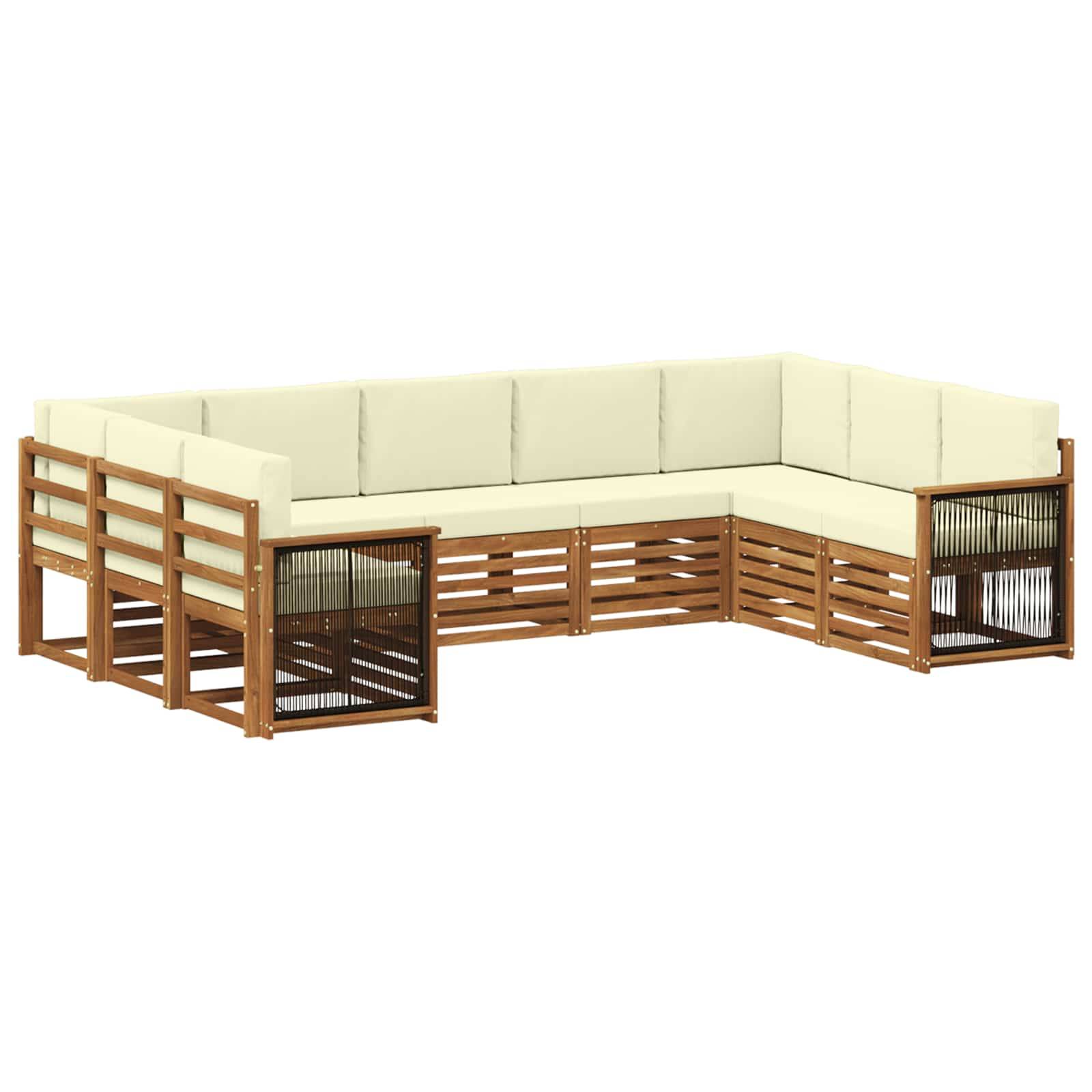 vidaXL Ecksofa Set mit Kissen 7 pcs Natur und Creme