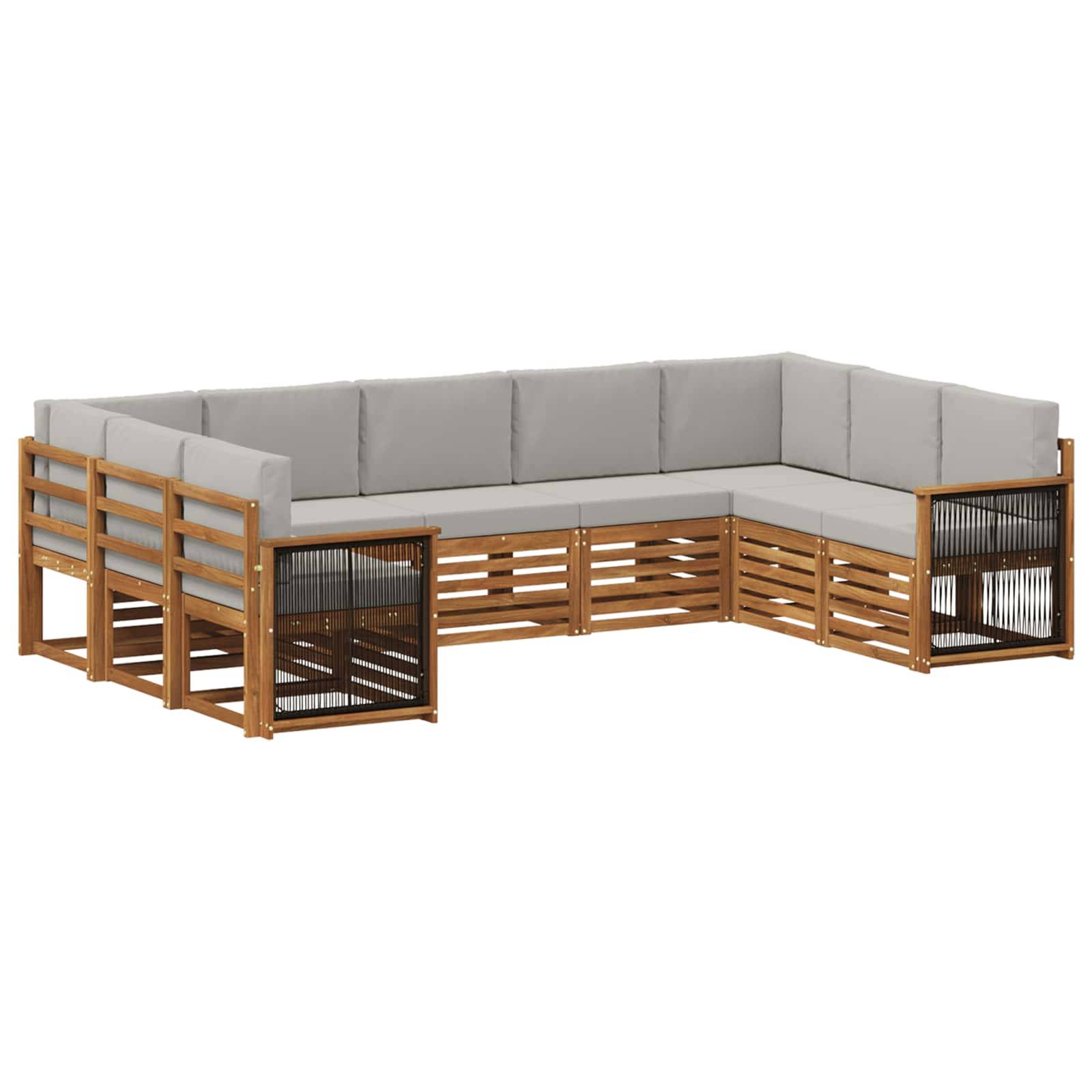 vidaXL Ecksofa Set mit Kissen 7 pcs Natürlich und Hellgrau