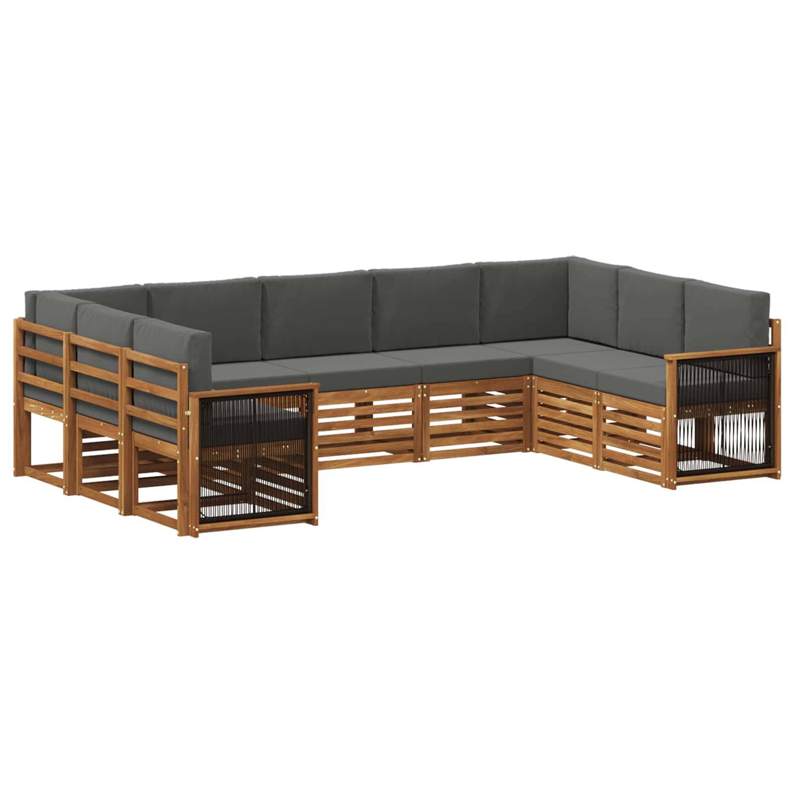 vidaXL Ecksofa Set mit Kissen 7 pcs Natur und Anthrazit