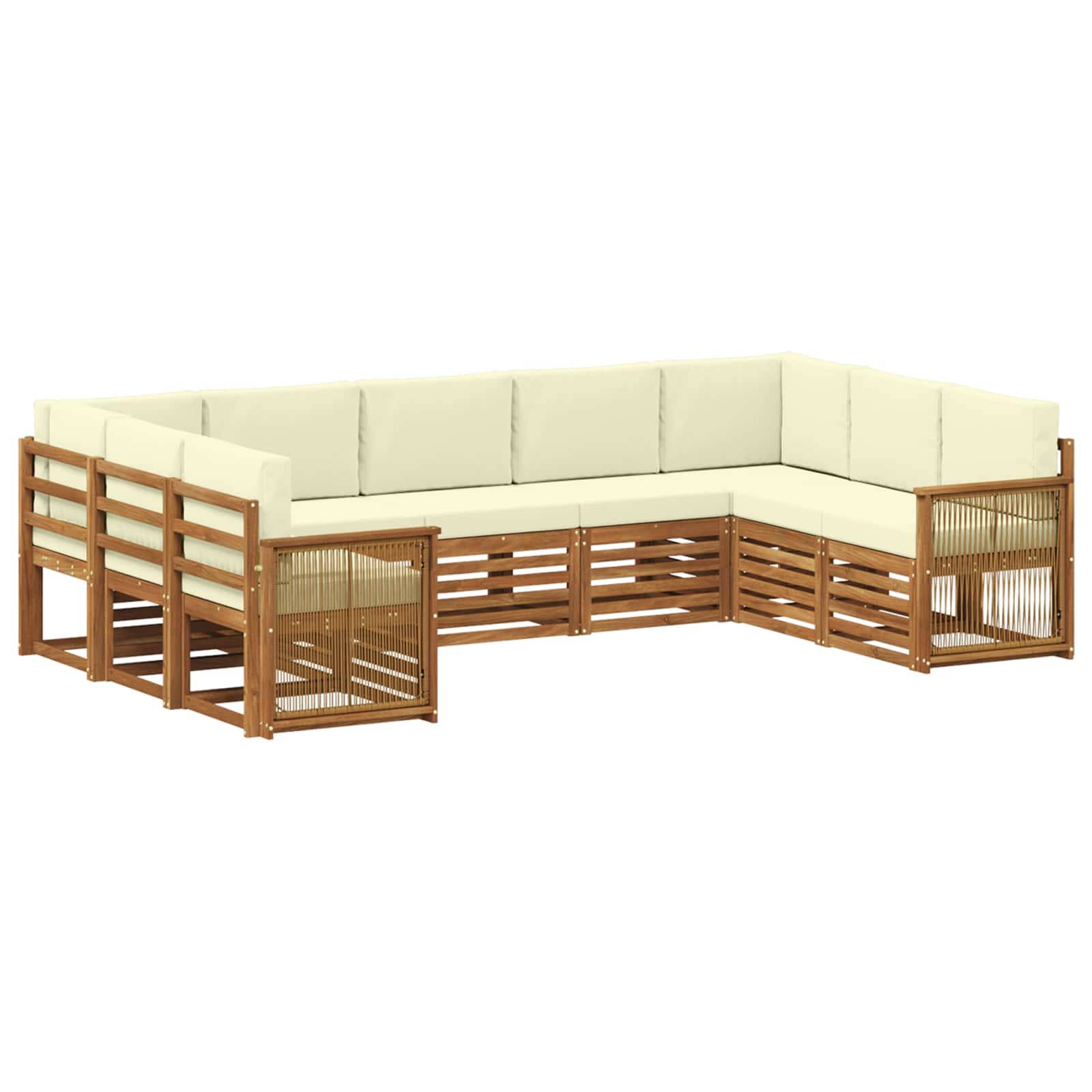 vidaXL Ecksofa Set mit Kissen 7 pcs Natur und Creme