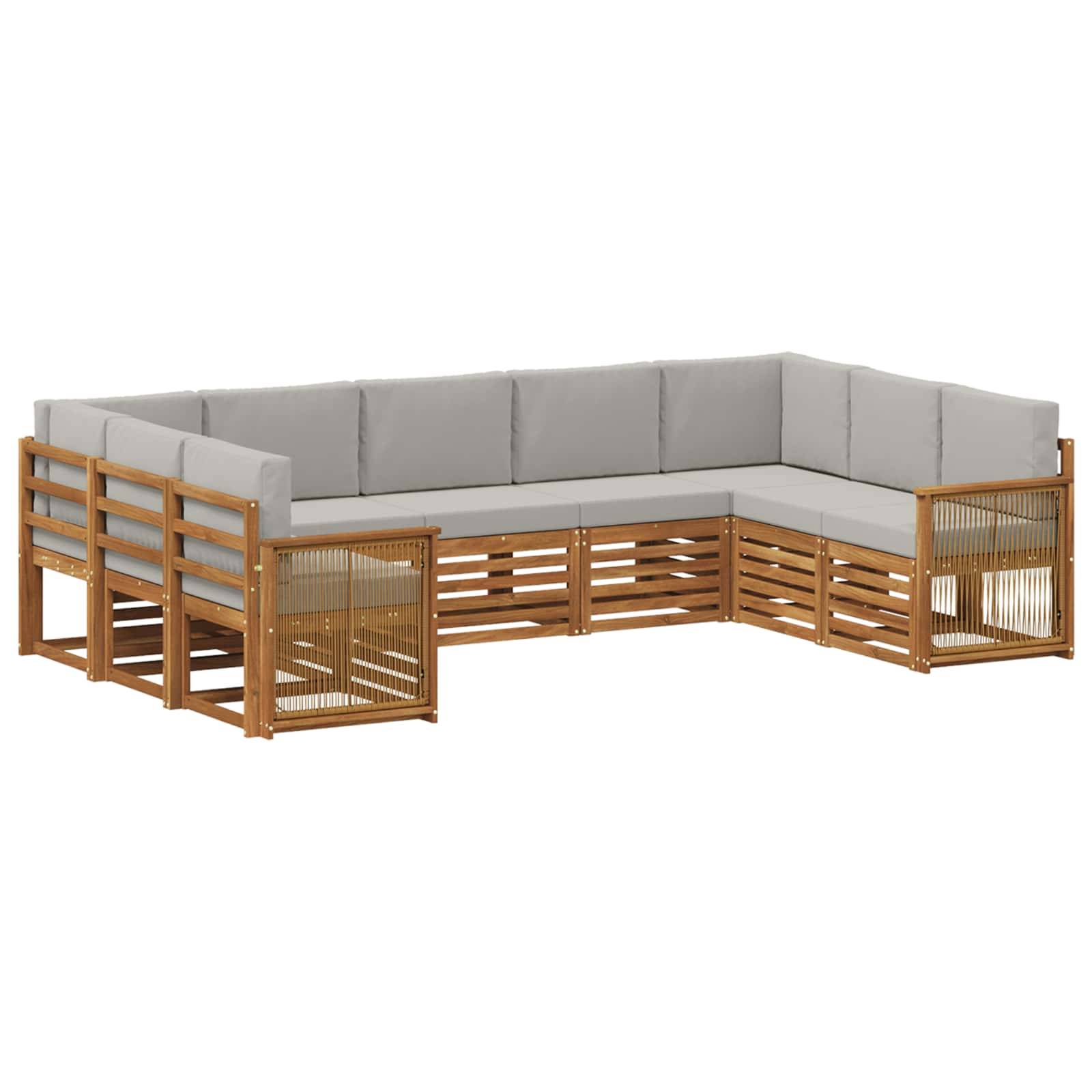 vidaXL Ecksofa Set mit Kissen 7 pcs Natürlich und Hellgrau