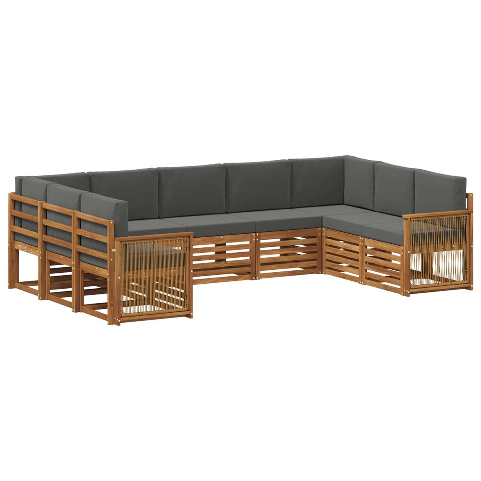 vidaXL Ecksofa Set mit Kissen 7 pcs Natur und Anthrazit