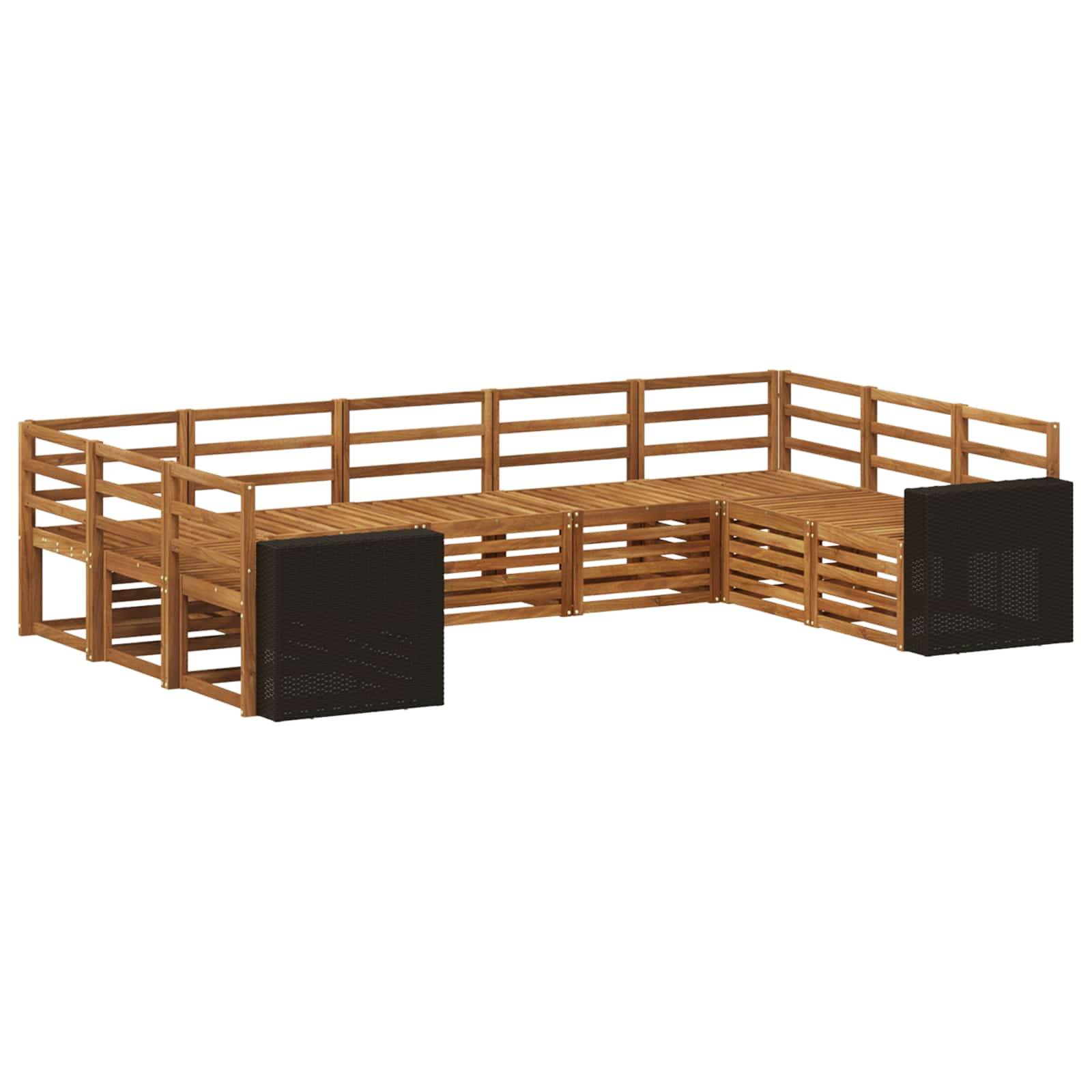vidaXL Ecksofa Set 9 pcs Natur Massivholz Akazie