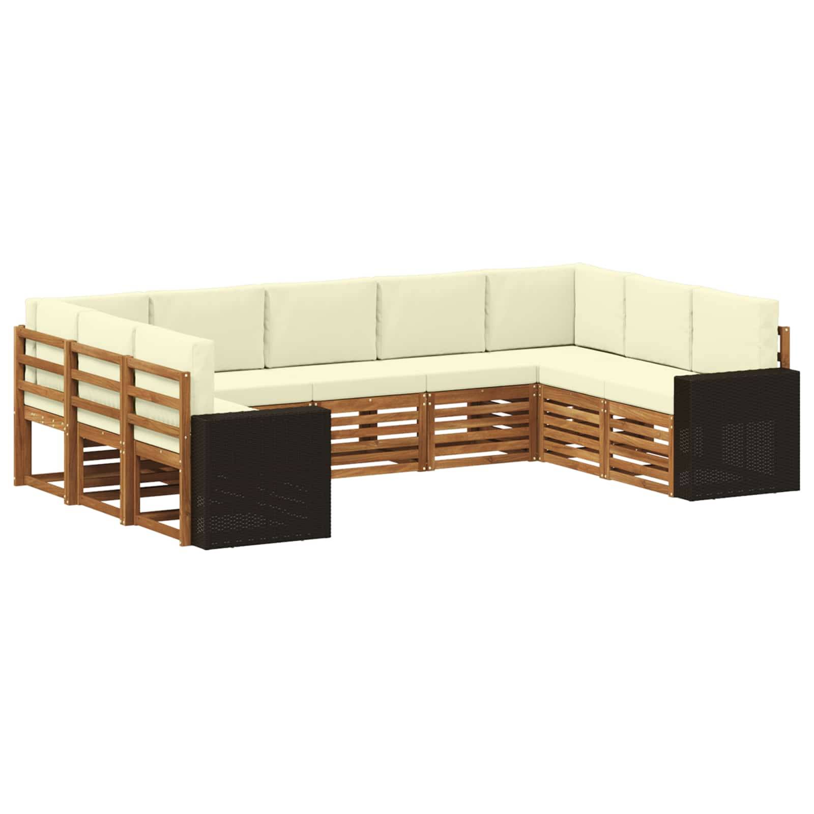 vidaXL Ecksofa Set mit Kissen 9 pcs Natur und Creme Polyester
