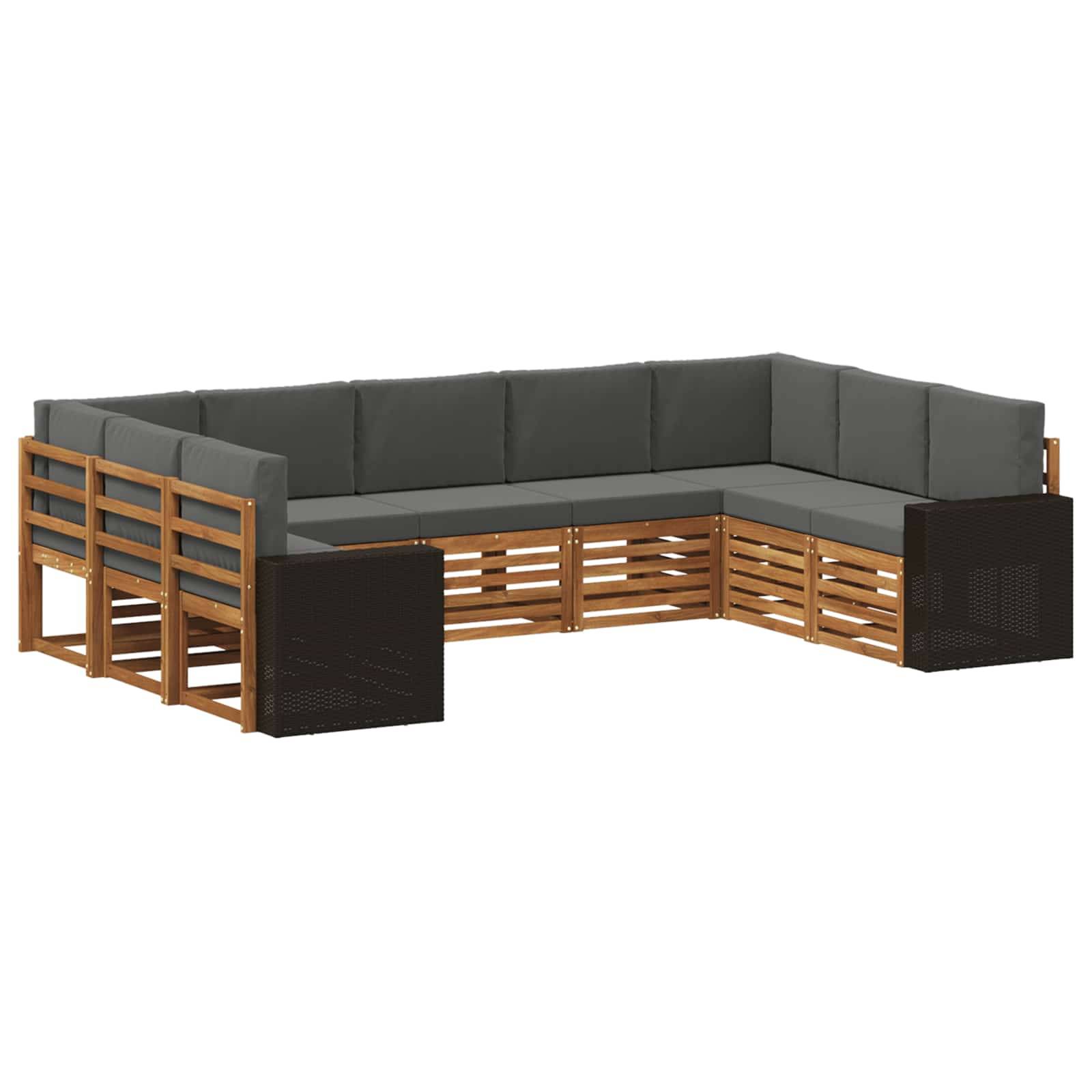 vidaXL Ecksofa Set mit Kissen 9 pcs Natur und Anthrazit Polyester