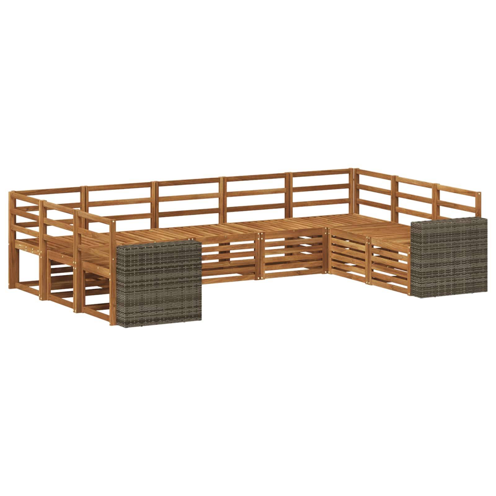 vidaXL Ecksofa Set 9 pcs Natur Massivholz Akazie