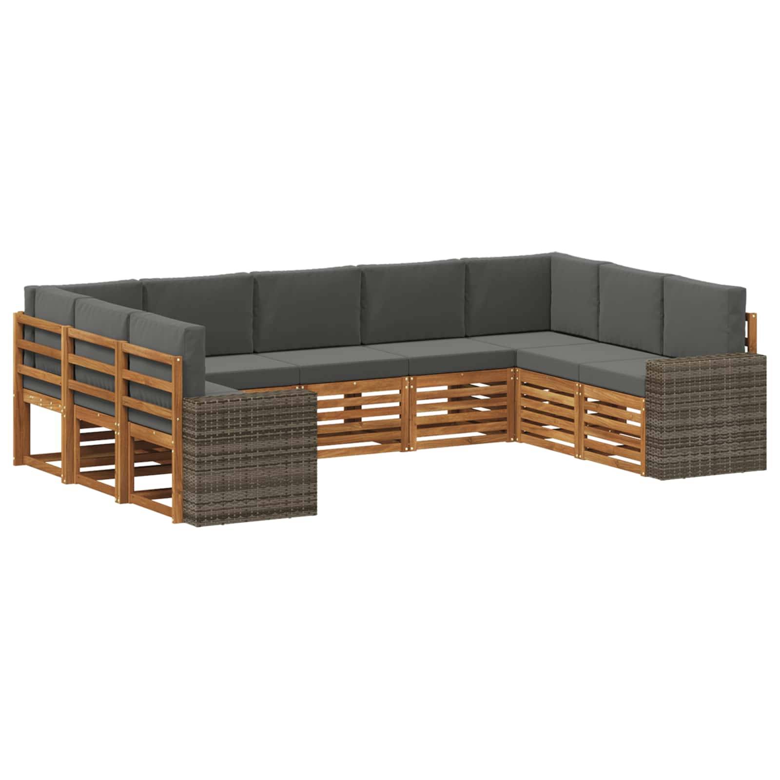 vidaXL Ecksofa Set mit Kissen 9 pcs Natur und Anthrazit Polyester