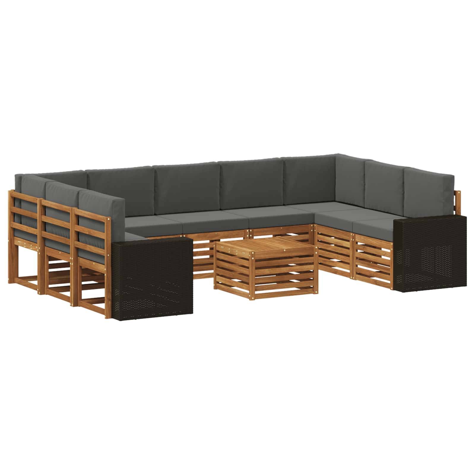vidaXL Sofagarnituren 10 pcs Natur und Anthrazit Massivholz Akazie