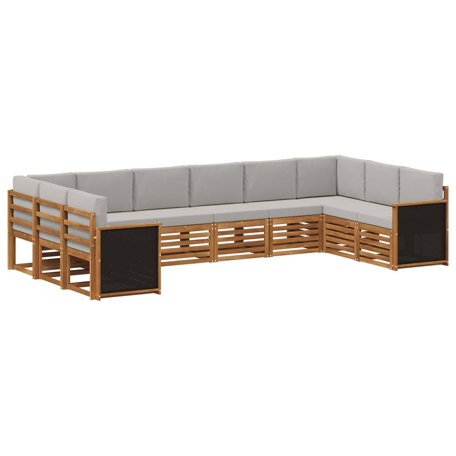 vidaXL Ecksofa Set mit Kissen 7 pcs Natürlich und Hellgrau