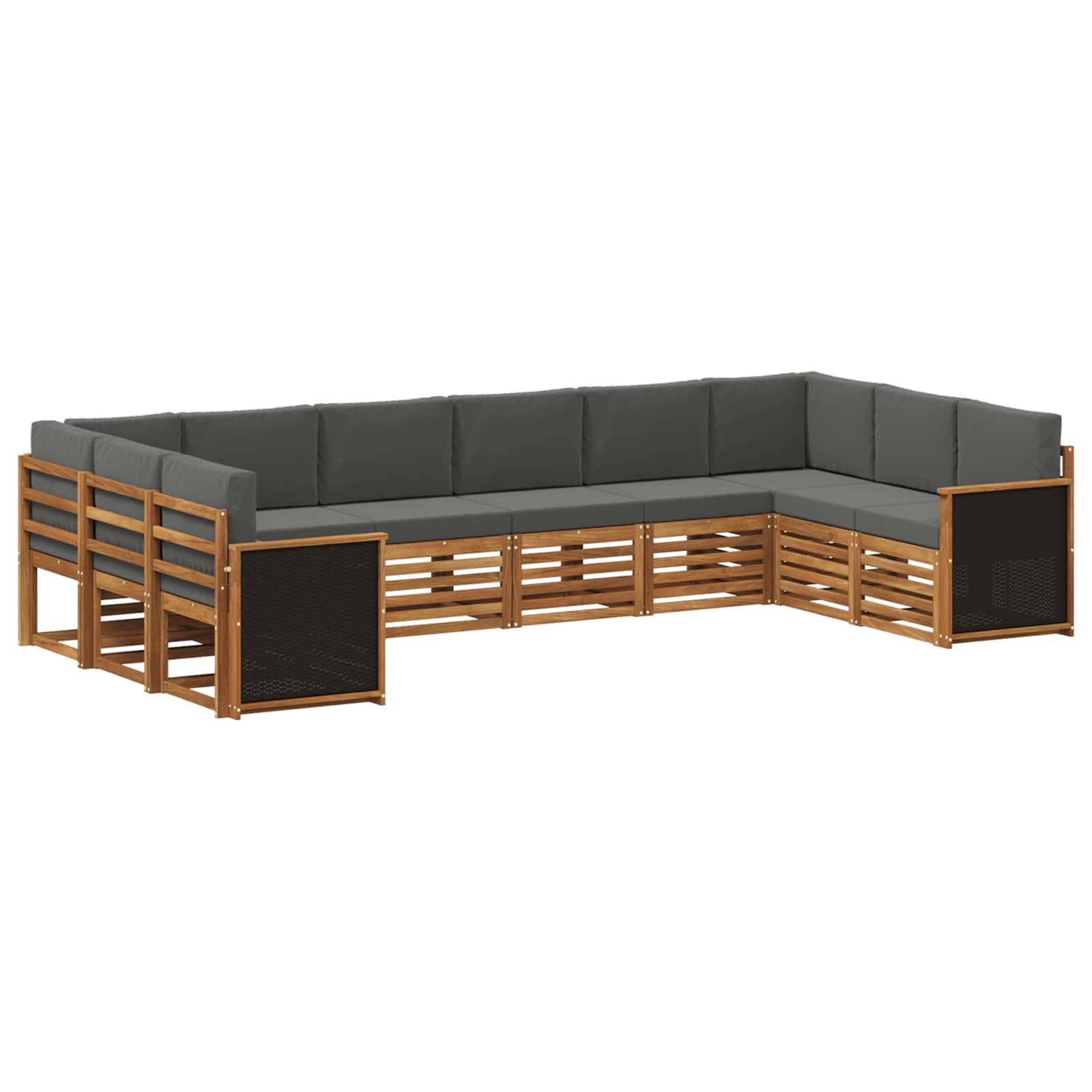 vidaXL Ecksofa Set mit Kissen 7 pcs Natur und Anthrazit