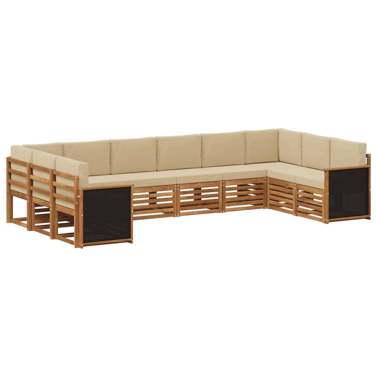 vidaXL Ecksofa Set 7 pcs Natur Massives Akazienholz und Polyester